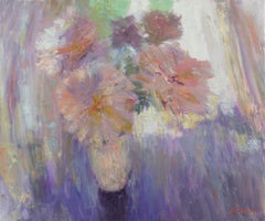 Sunny Peonies - expressionist peonies painting