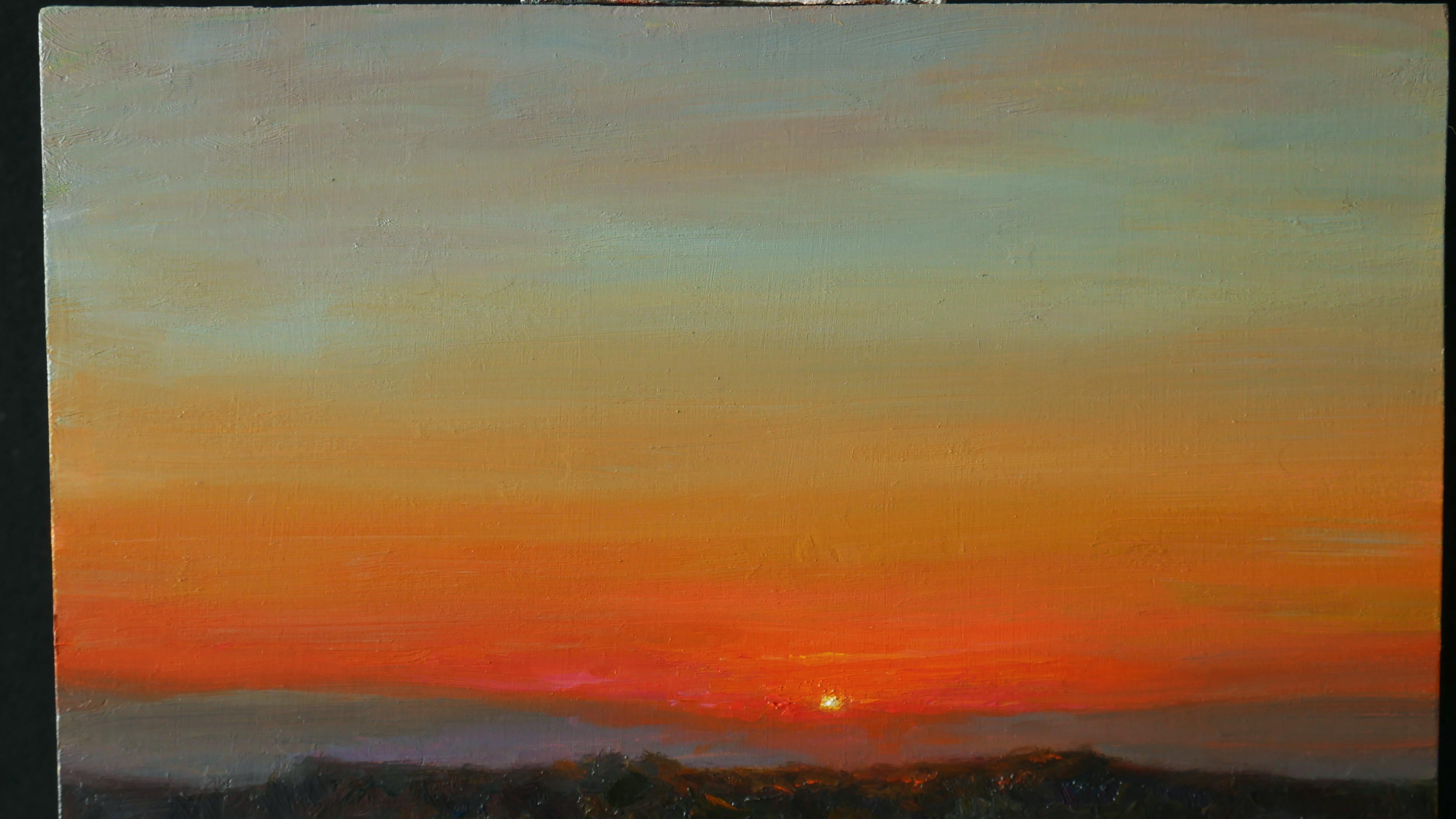 Sunset Over Silence - Black Landscape Painting by Nikolay Dmitriev
