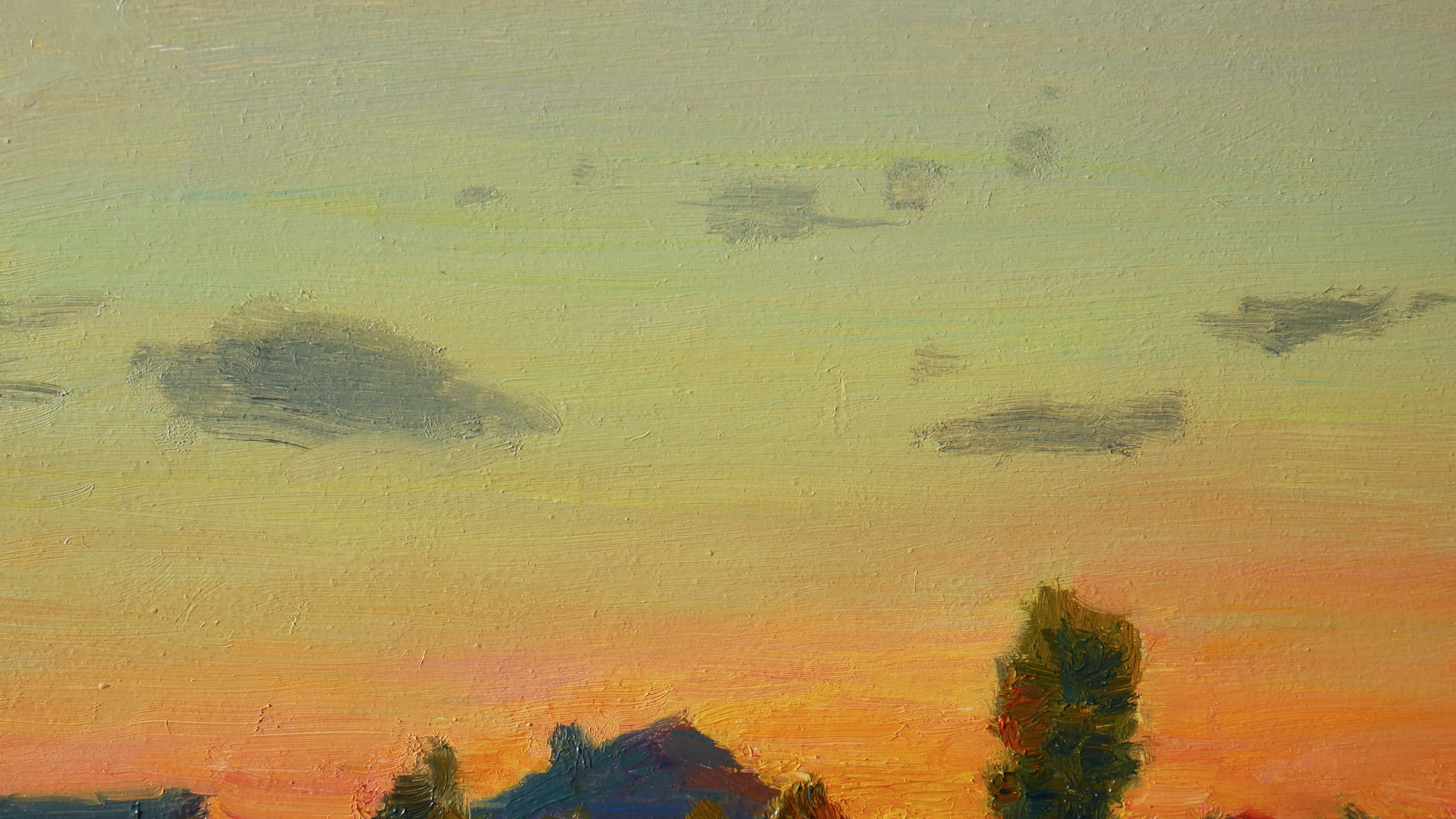 Las tardes de verano siempre admiran al artista. Nikolay llevaba muchos años buscando la forma de plasmar en el lienzo el resplandor del atardecer. 
El artista utilizó una forma única de crear el efecto de la luz del sol del atardecer en sus cuadros