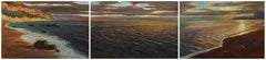 Sunset Over The Sea Triptych - original landscape painting