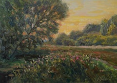 Sunset - summer landscape painting