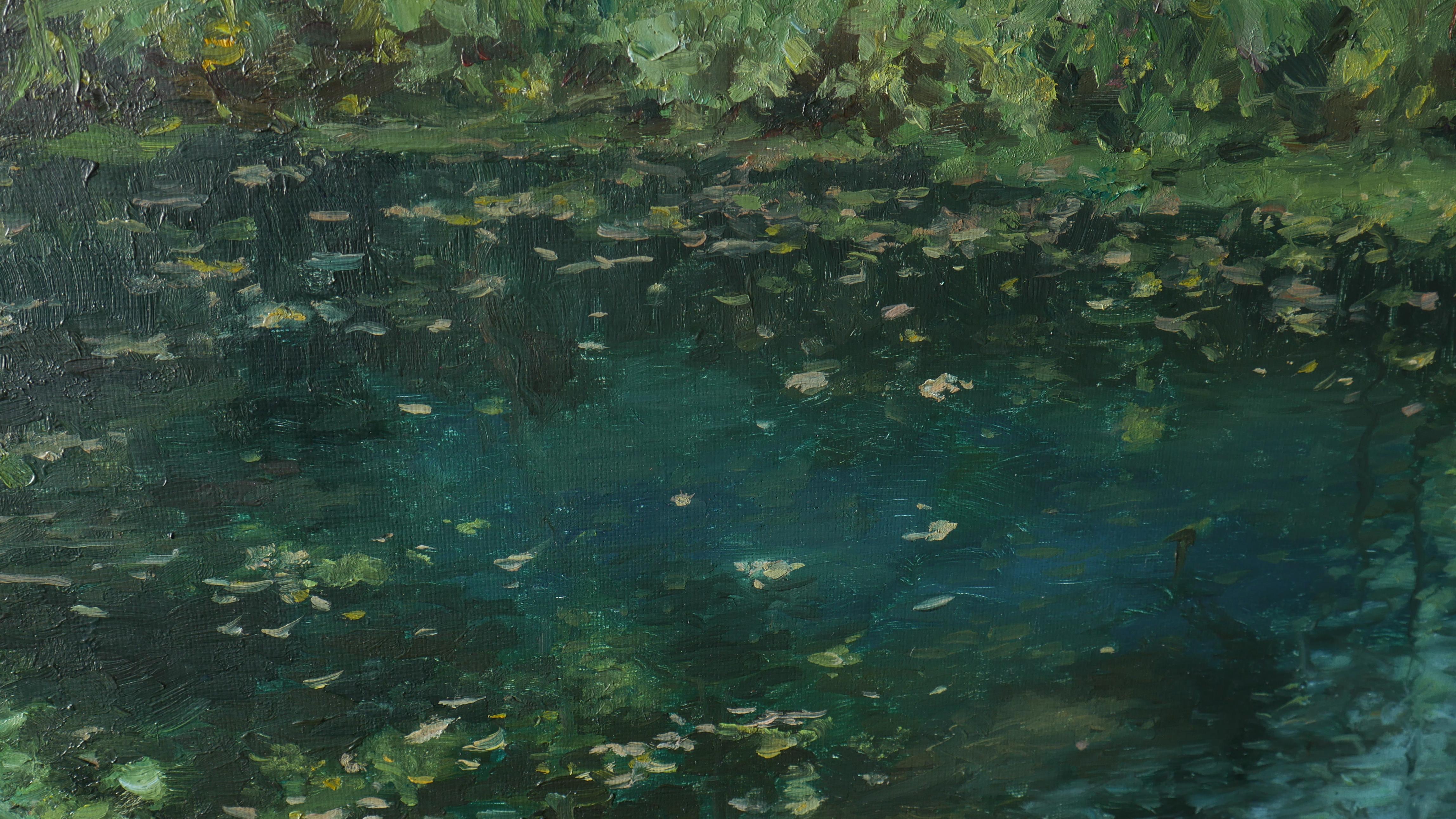 The Autumn Evening Backwater – Original Ölgemälde im Angebot 6