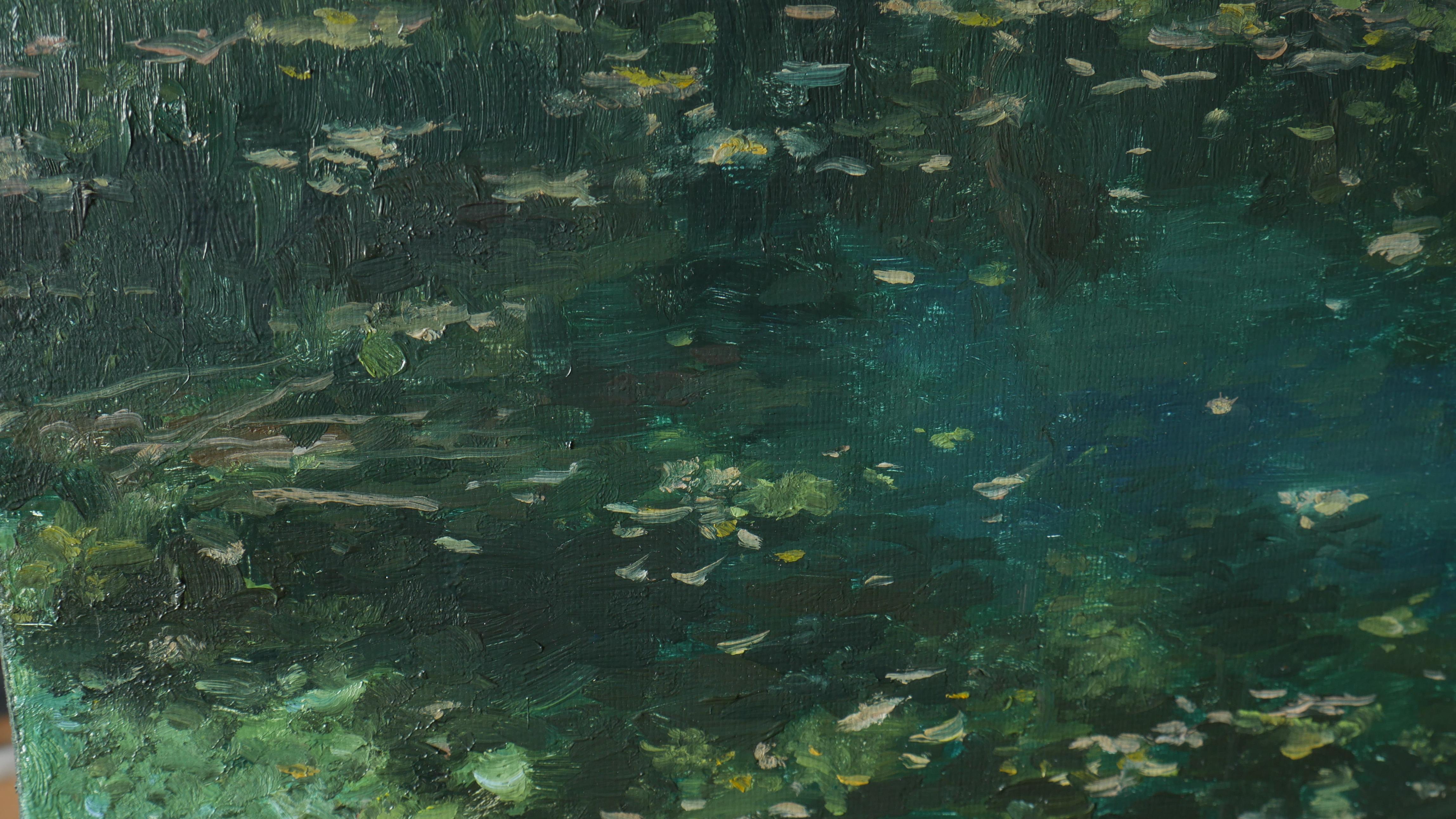 The Autumn Evening Backwater – Original Ölgemälde im Angebot 7