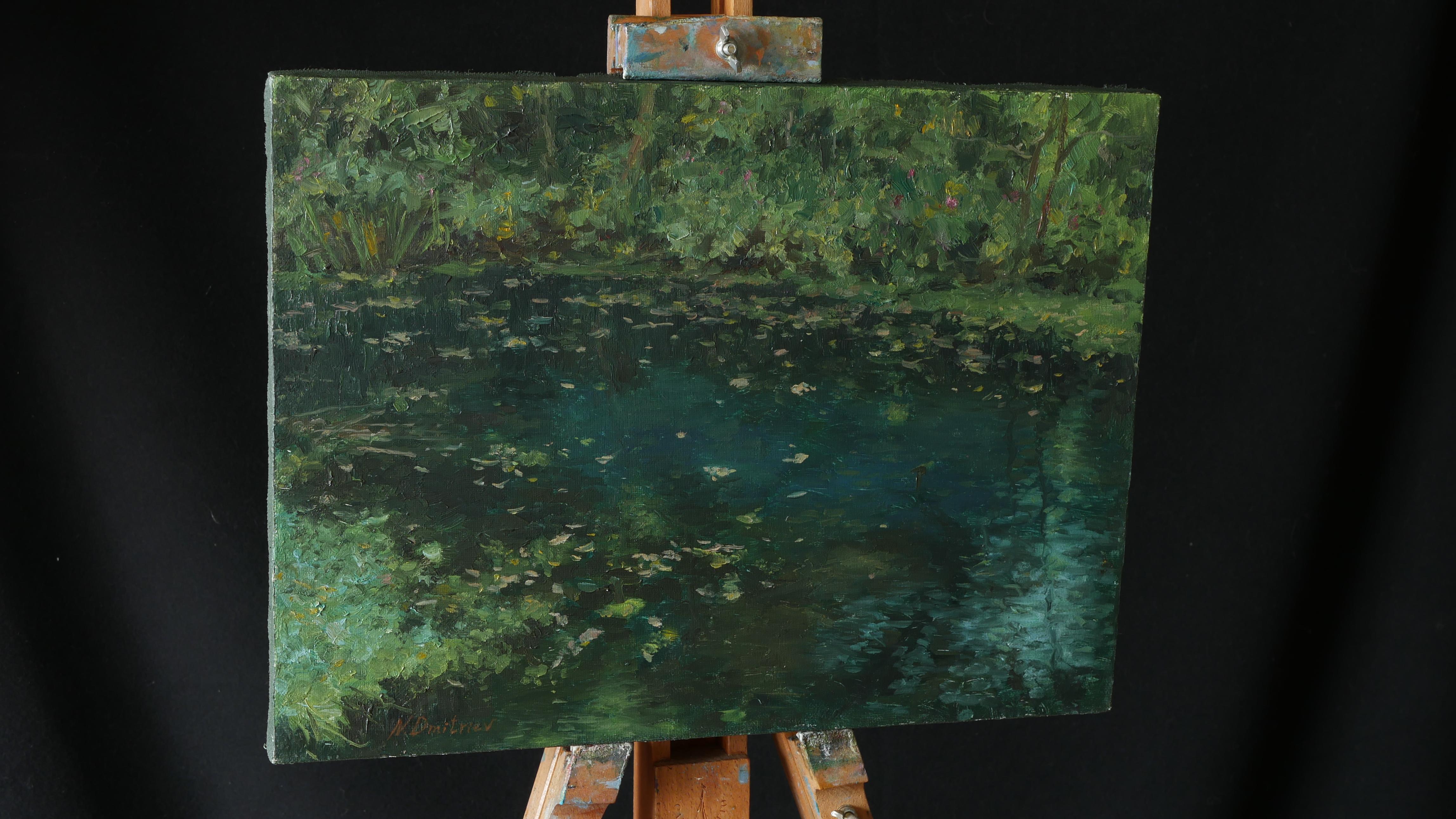 The Autumn Evening Backwater – Original Ölgemälde (Impressionismus), Painting, von Nikolay Dmitriev