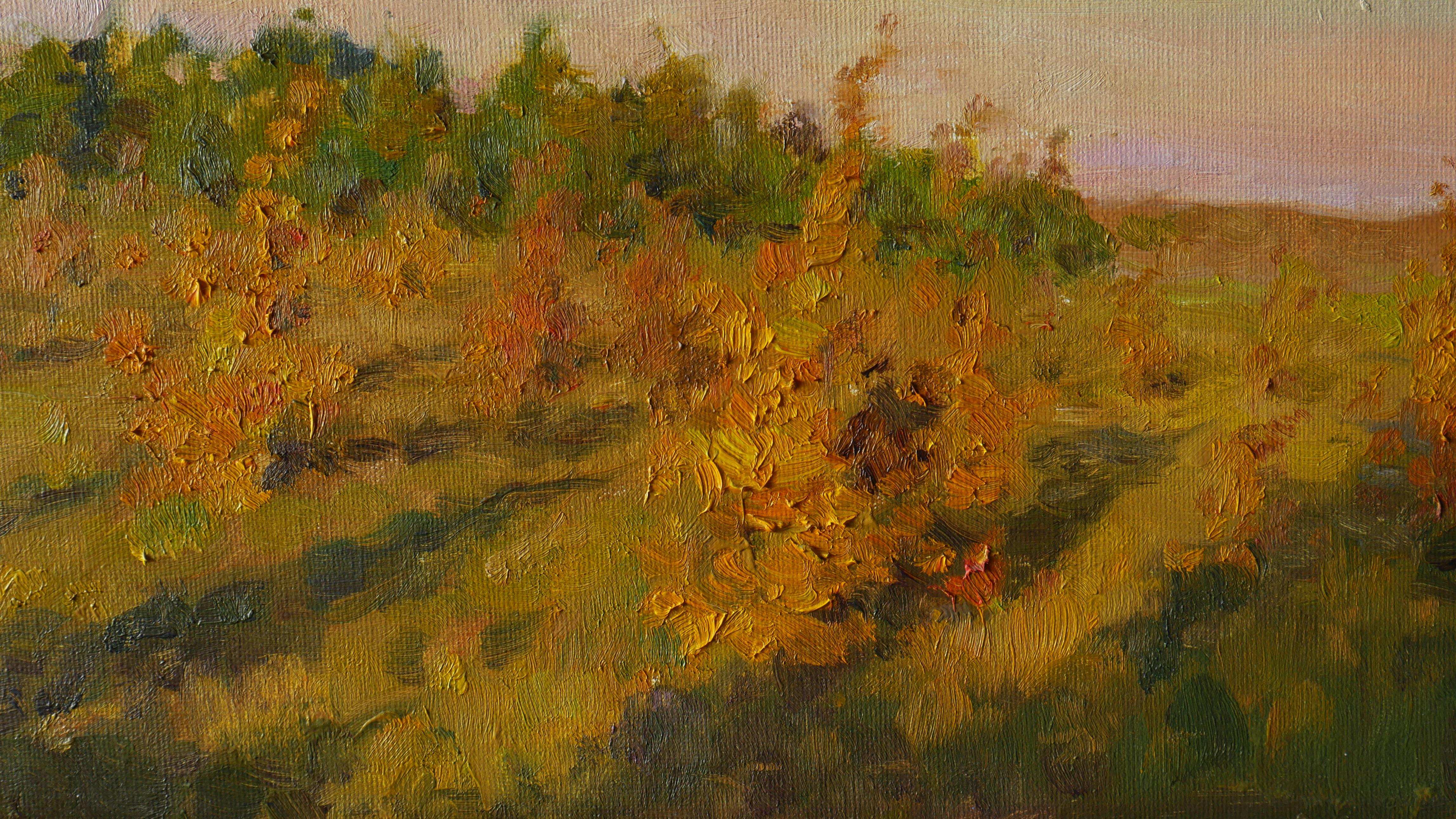 The Autumn Sunset - sunset landscape painting For Sale 4