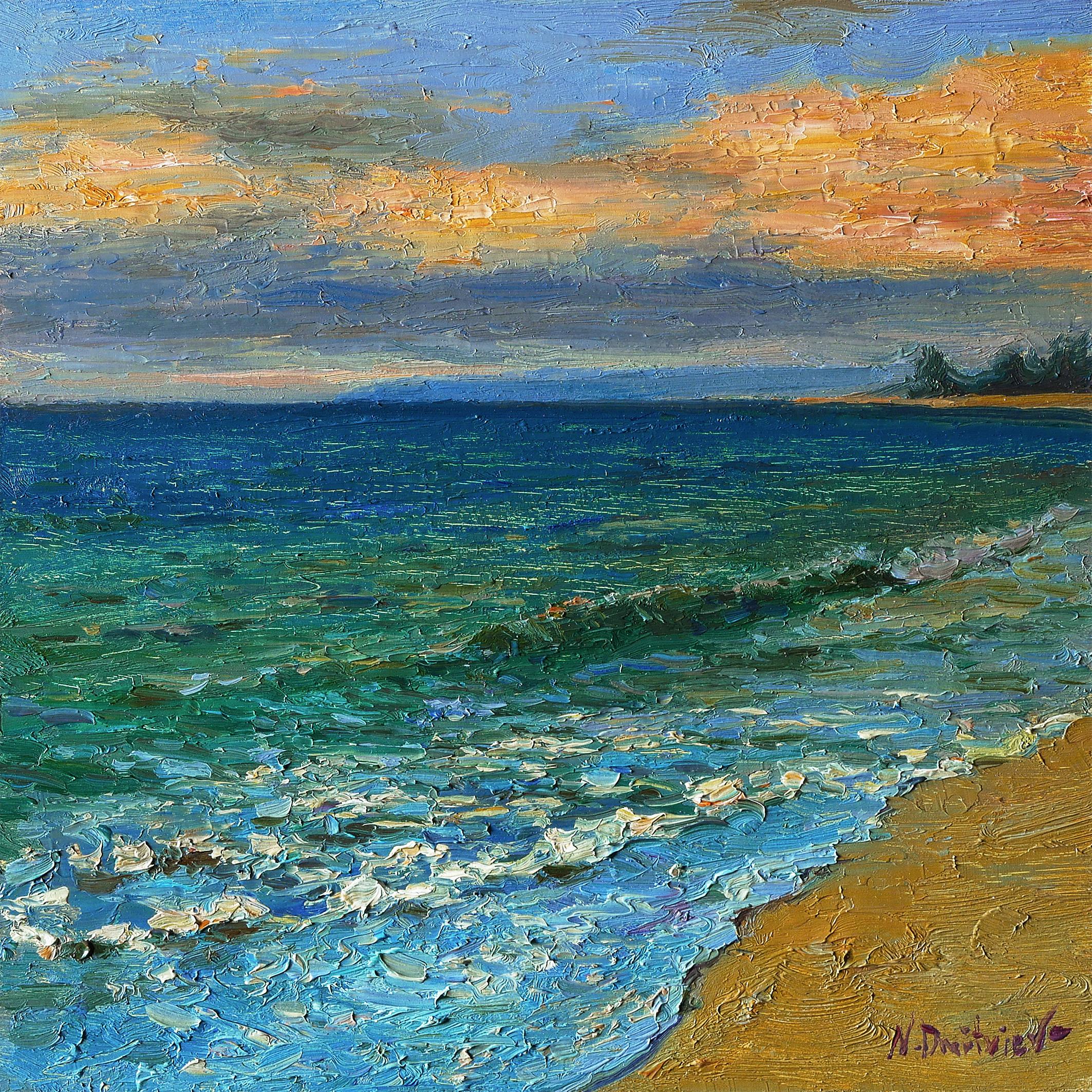 Nikolay Dmitriev Interior Painting - The Black Sea - summer seascape painting