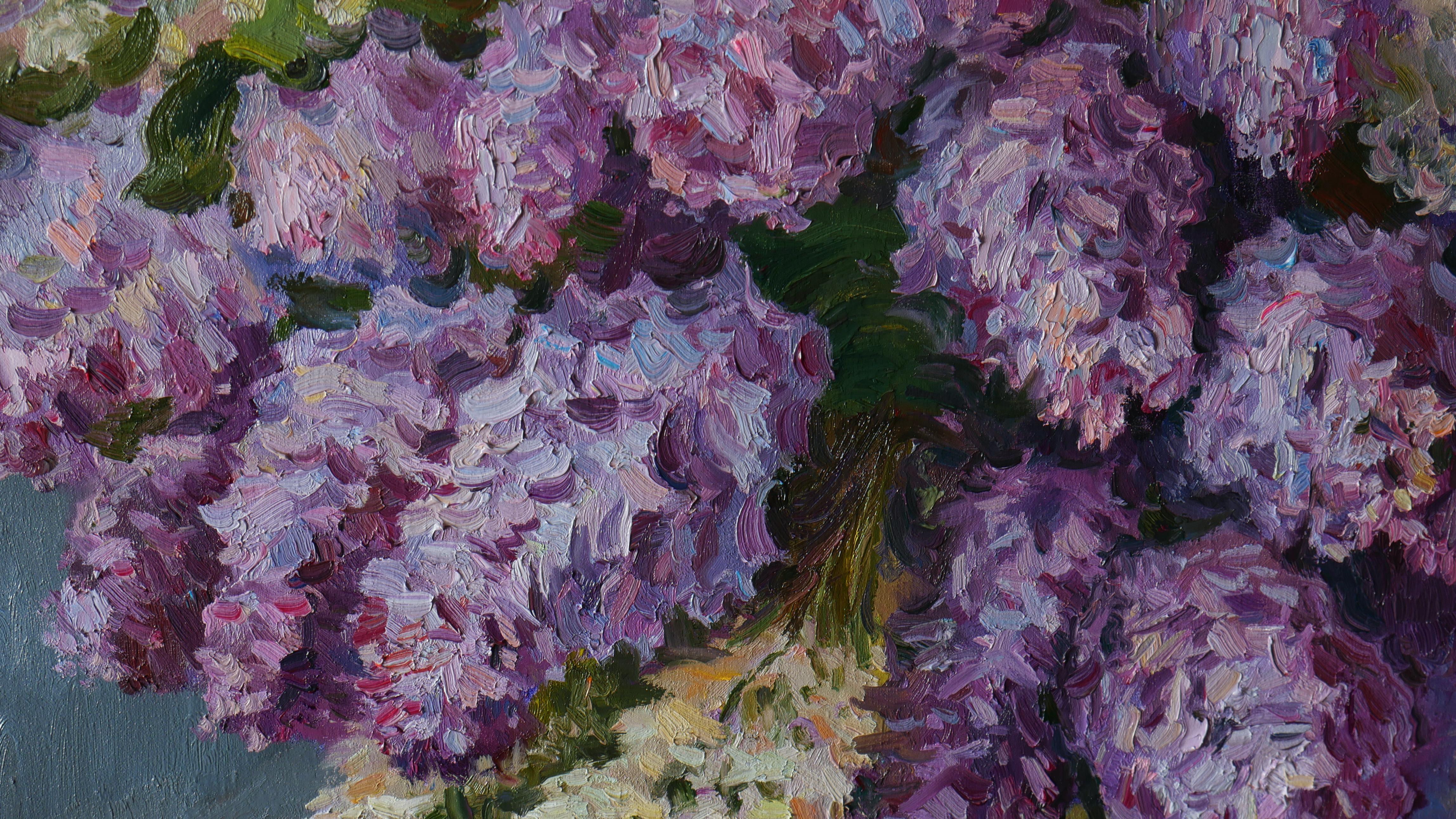 The Bouquet Of Aromatic Lilacs - Flieder Stillleben Malerei im Angebot 3
