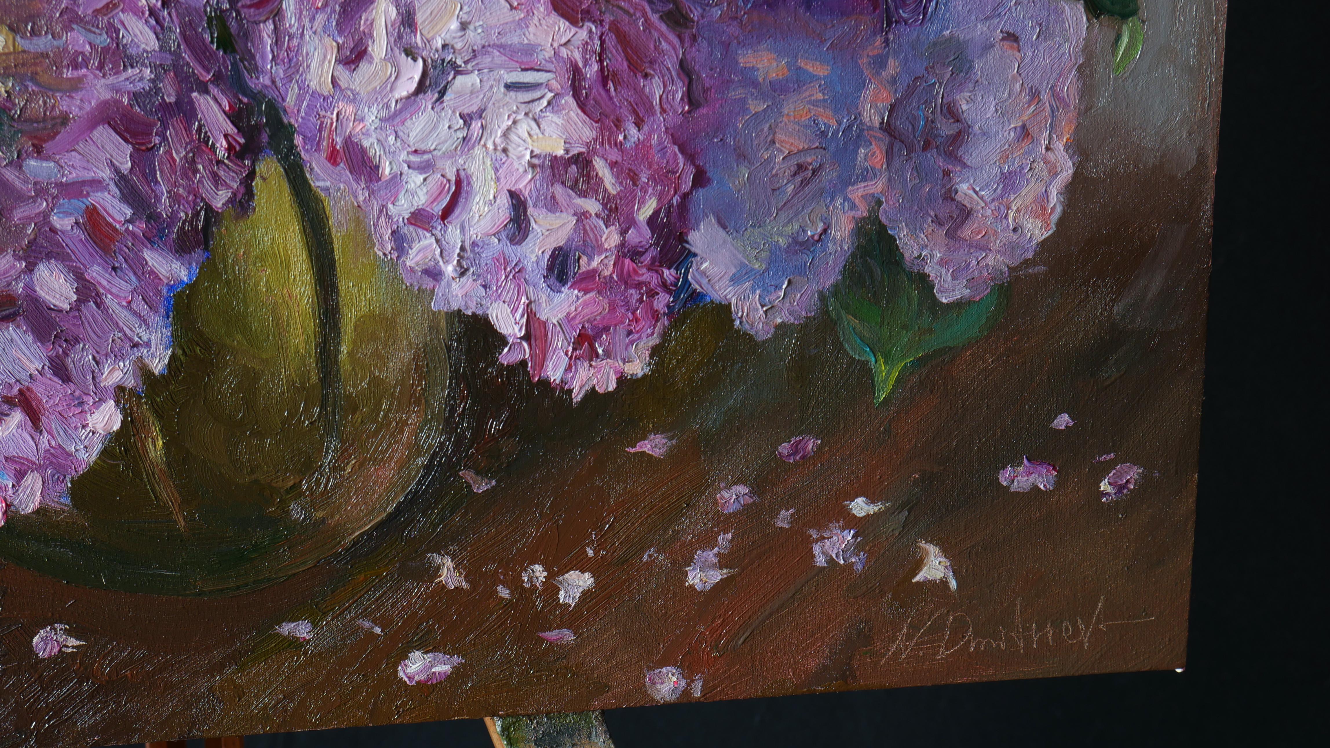 The Bouquet Of Aromatic Lilacs - Flieder Stillleben Malerei im Angebot 5