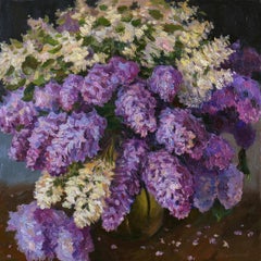 El Ramo De Lilas Aromáticas - pintura de bodegón de lilas