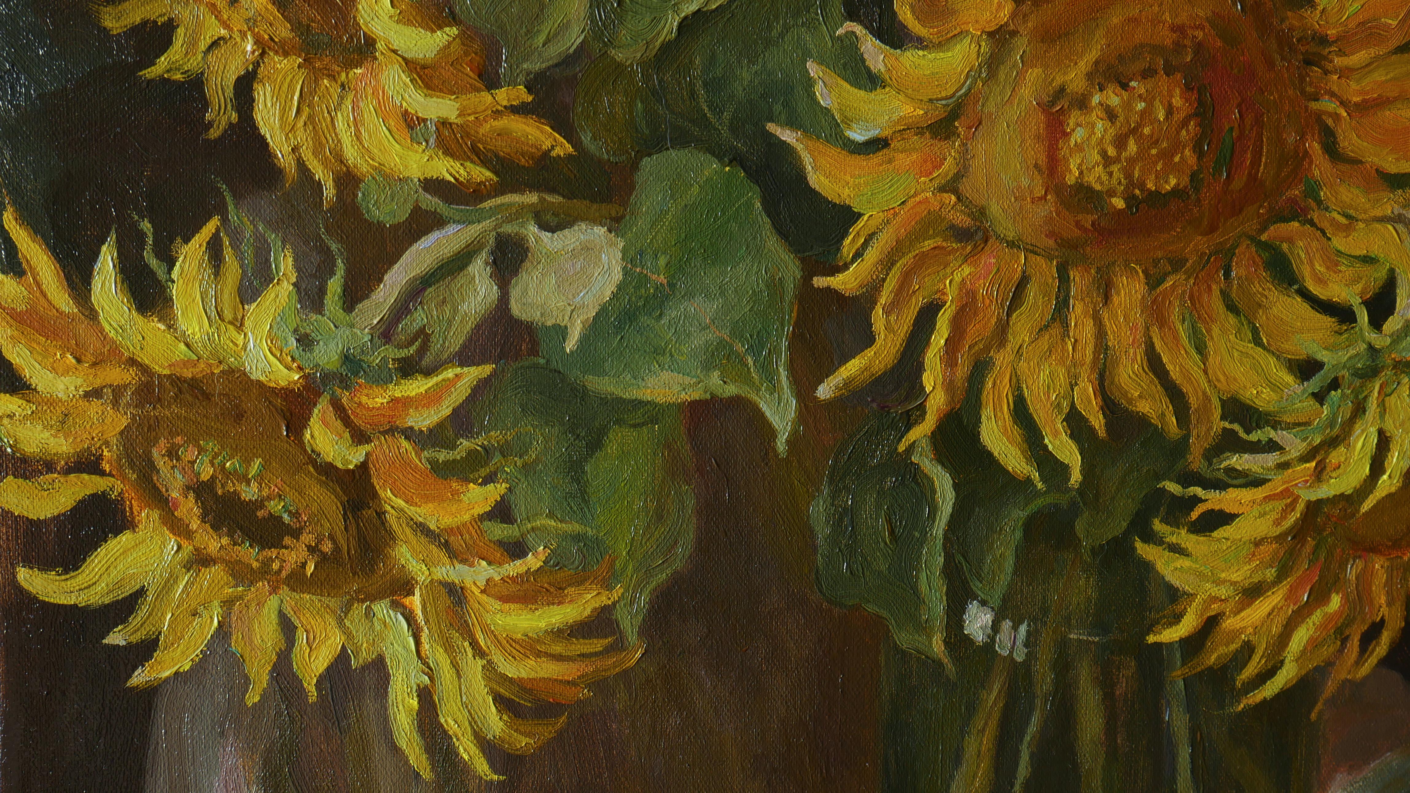 The Bouquet Of Sunflowers - sunflower still life painting For Sale 1