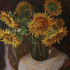 The Bouquet Of Sunflowers - sunflower still life painting