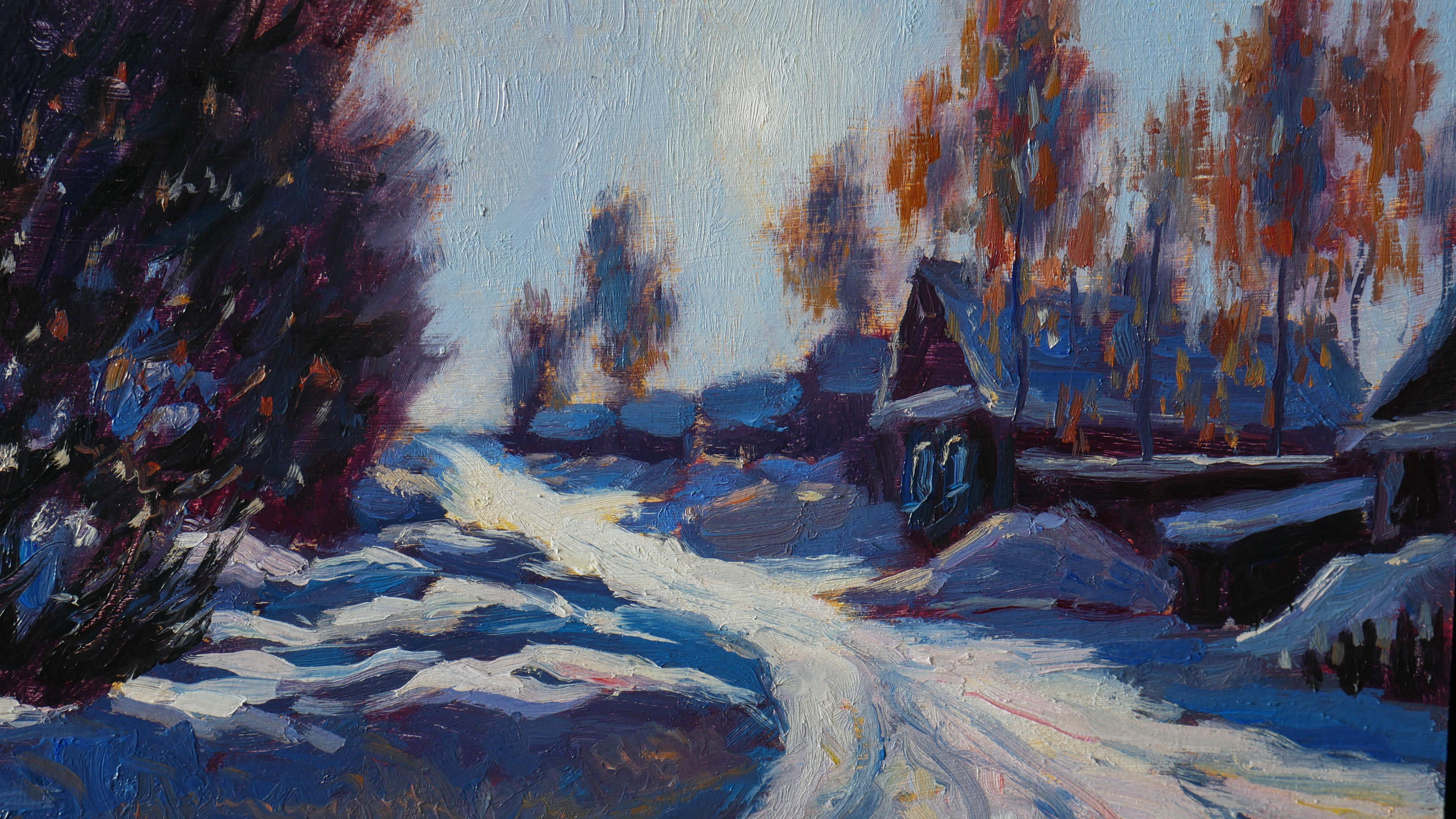 Die leuchtende Sonne des Winters (Grau), Interior Painting, von Nikolay Dmitriev