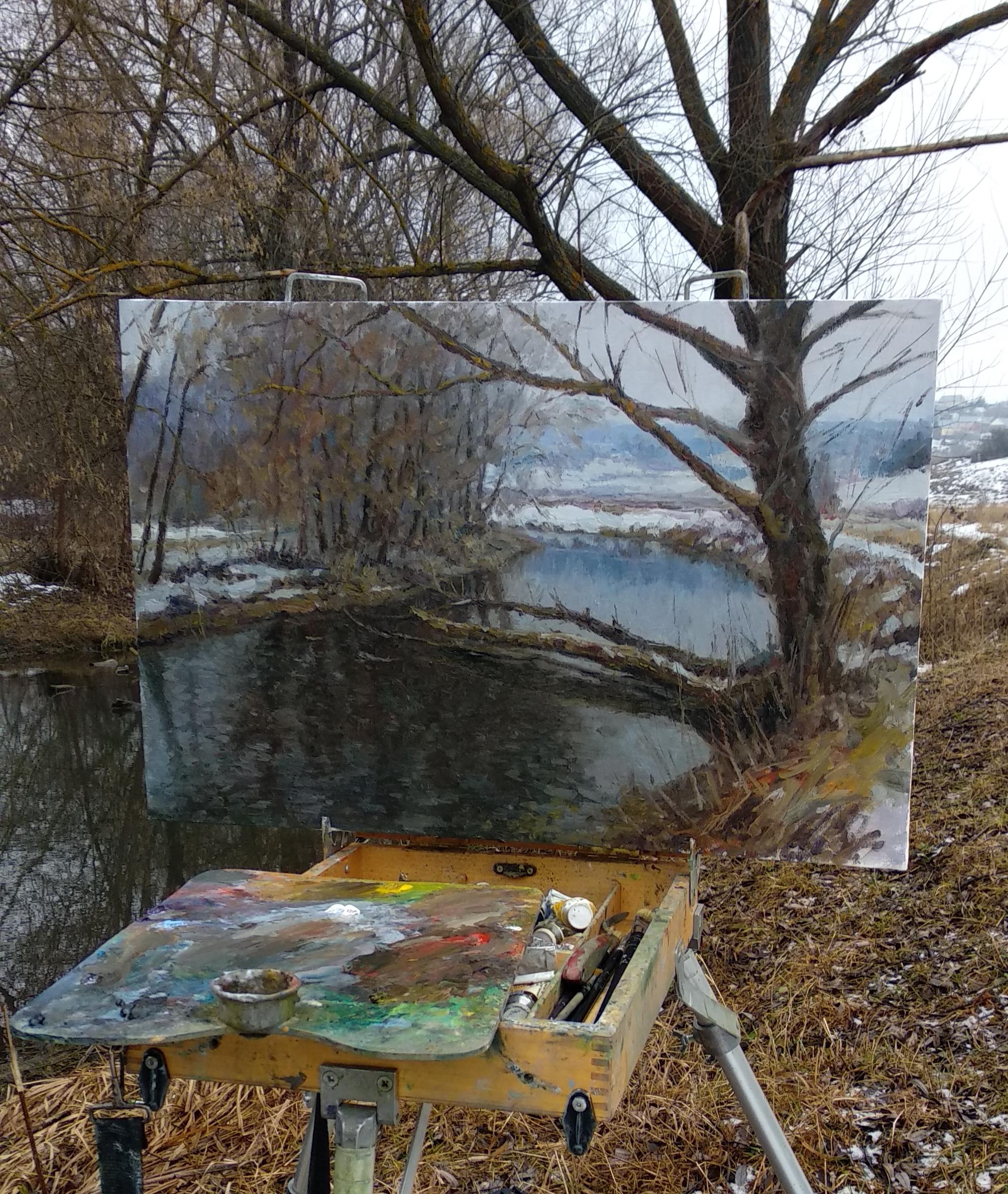 The Cold Banks - river landscape painting For Sale 8
