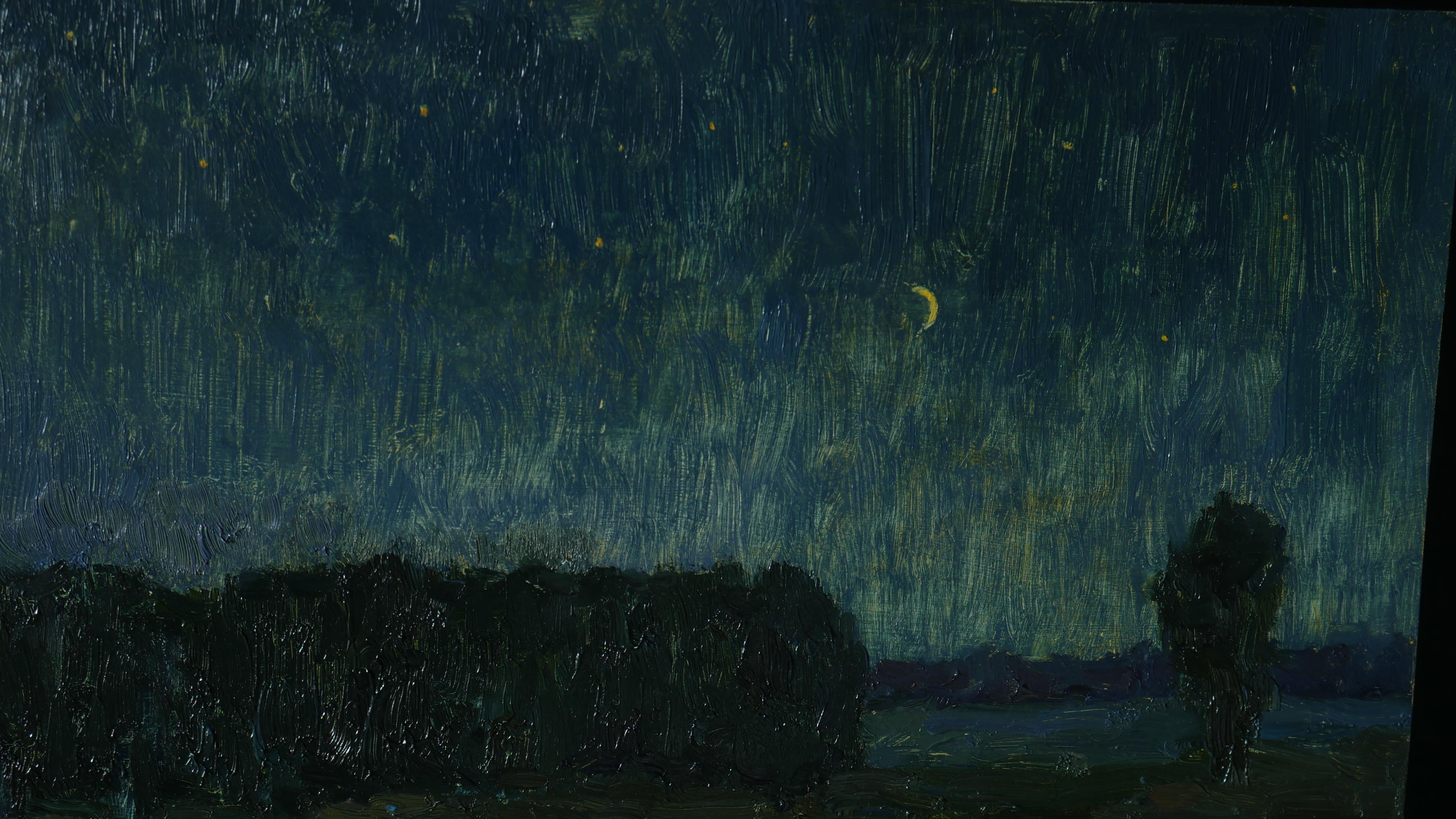 The Deep Night - night painting - Impressionist Painting by Nikolay Dmitriev