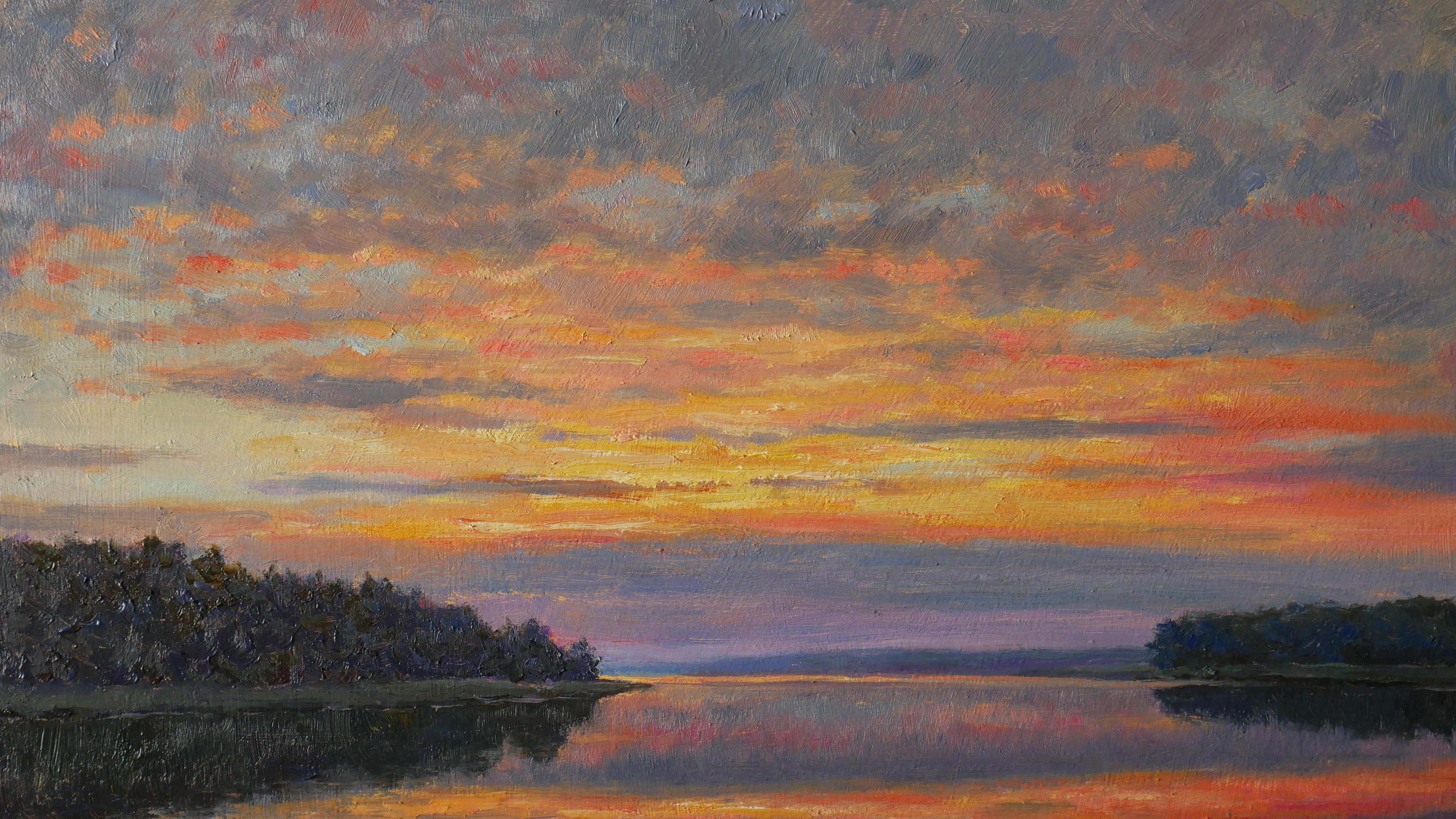Der Abendsee (Braun), Landscape Painting, von Nikolay Dmitriev