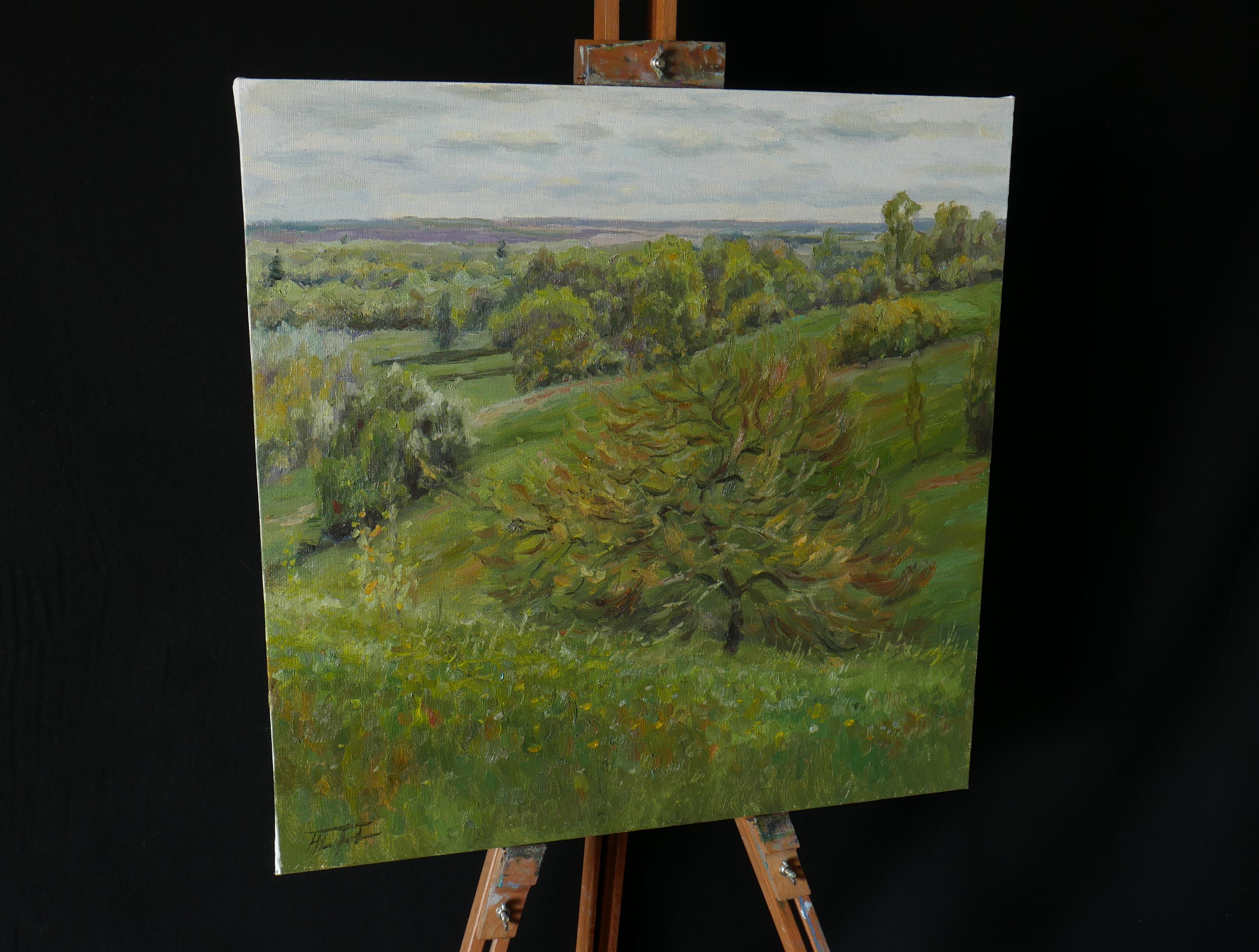 Der erste Flash Of Green – Frühlings-Landschaftsgemälde – Painting von Nikolay Dmitriev