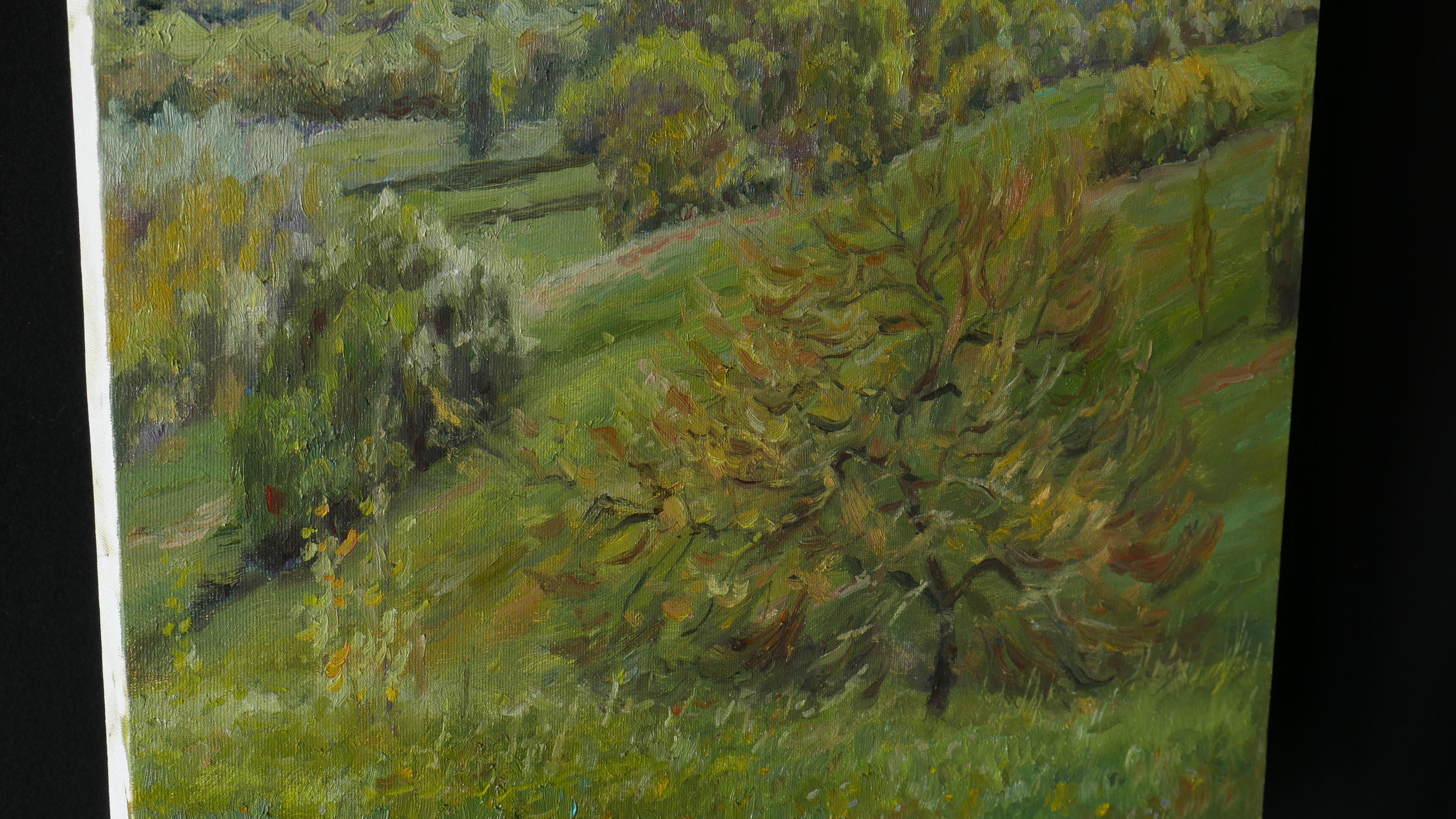 The First Flash Of Green - peinture de paysage de printemps - Impressionnisme Painting par Nikolay Dmitriev
