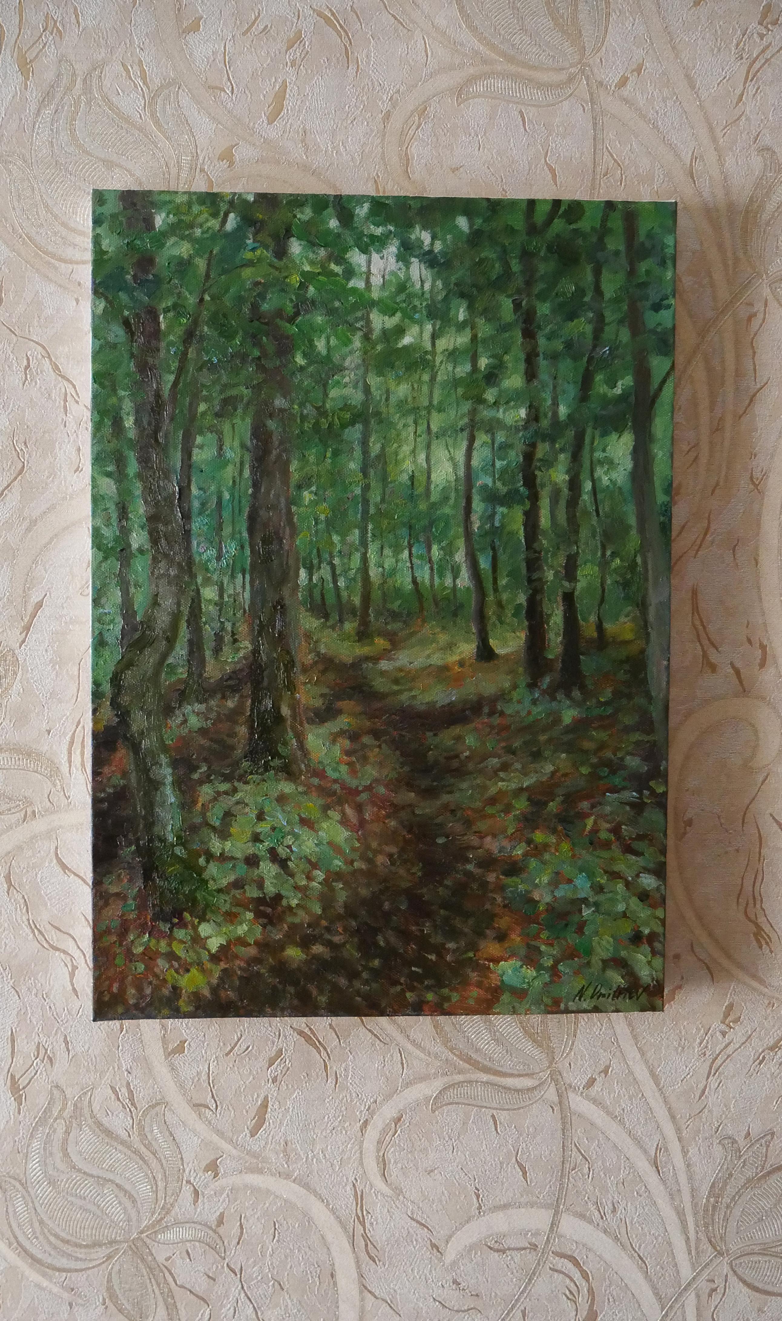 Forest Path – Sommerlandschaftsgemälde (Impressionismus), Painting, von Nikolay Dmitriev