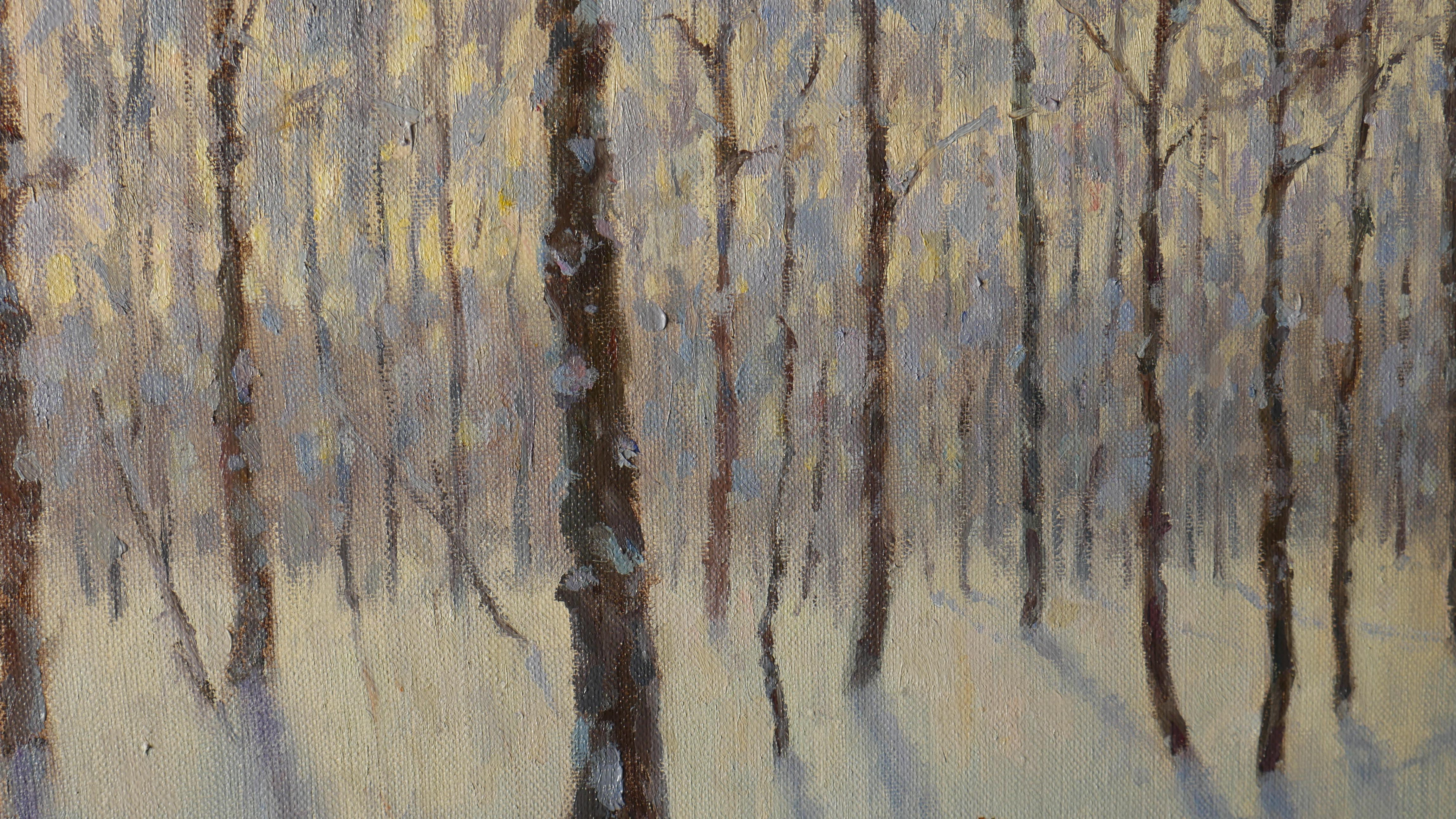 The Frosty Morning At The Forest Edge - winter landscape painting 1