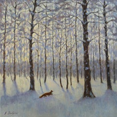 The Frosty Morning At The Forest Edge - peinture de paysage d'hiver