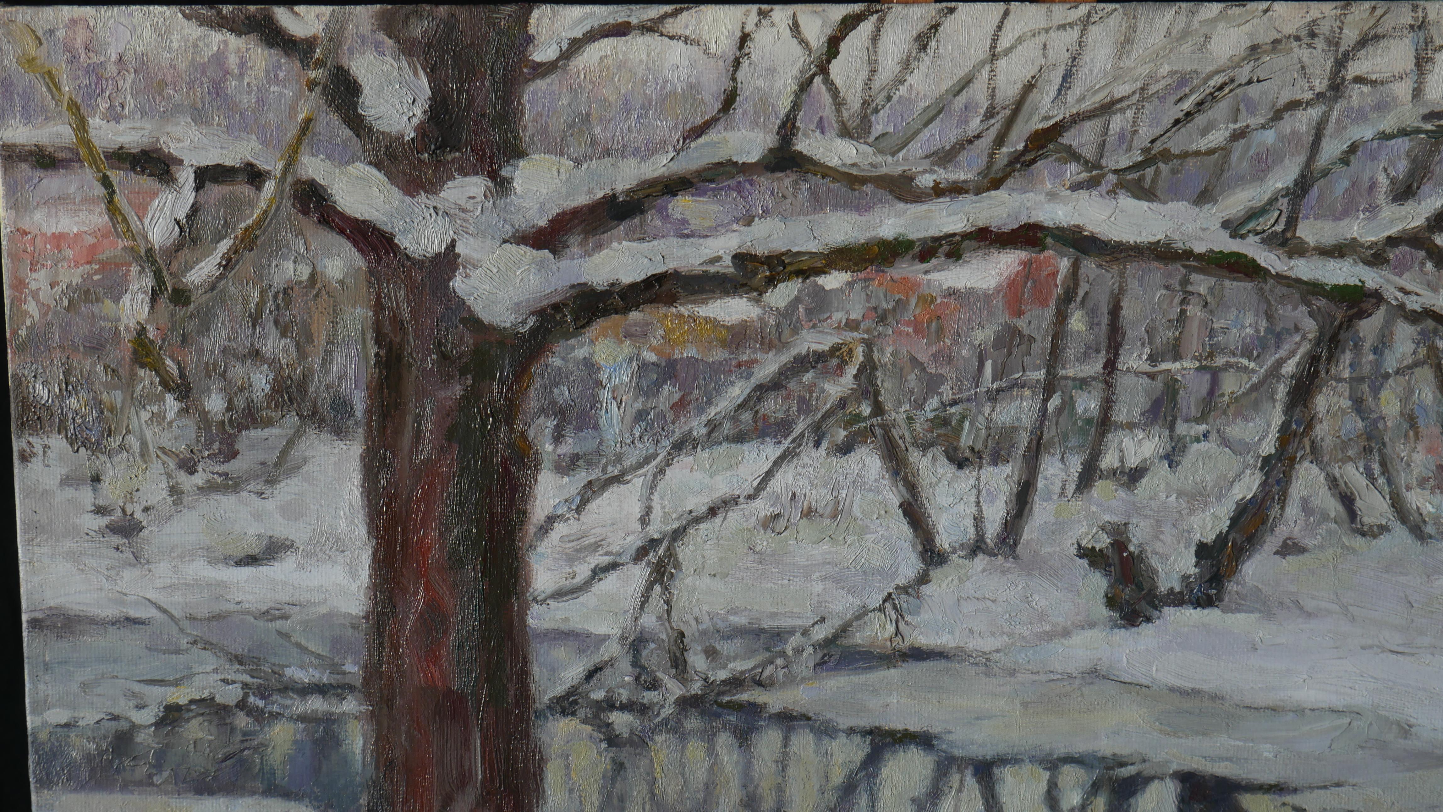 El agua glacial - Pintura Río Winter - Painting Realista de Nikolay Dmitriev
