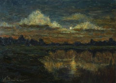 The Golden Night - peinture de paysage nocturne