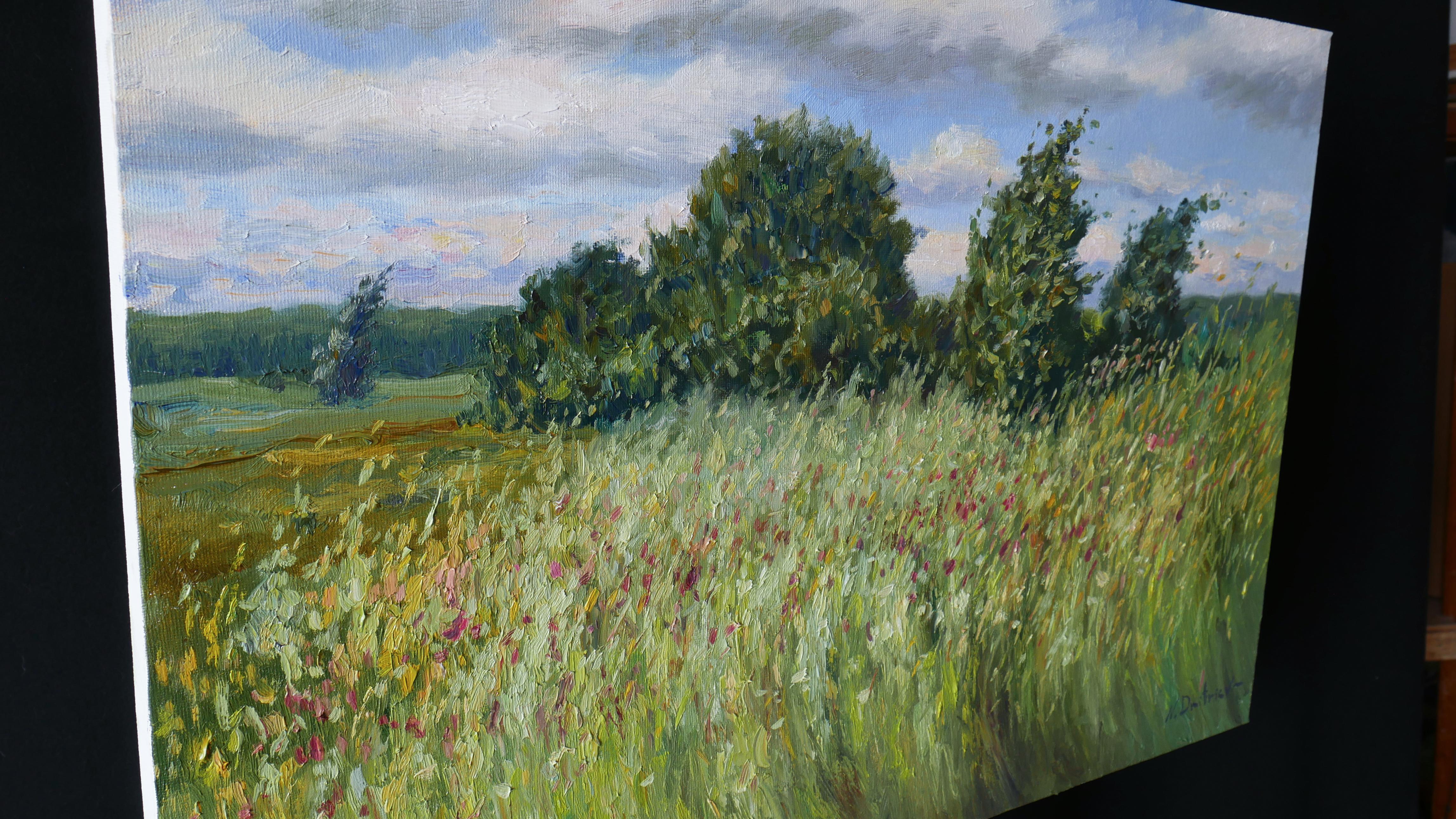 The Gust Of July Wind. Ölgemälde (Braun), Landscape Painting, von Nikolay Dmitriev