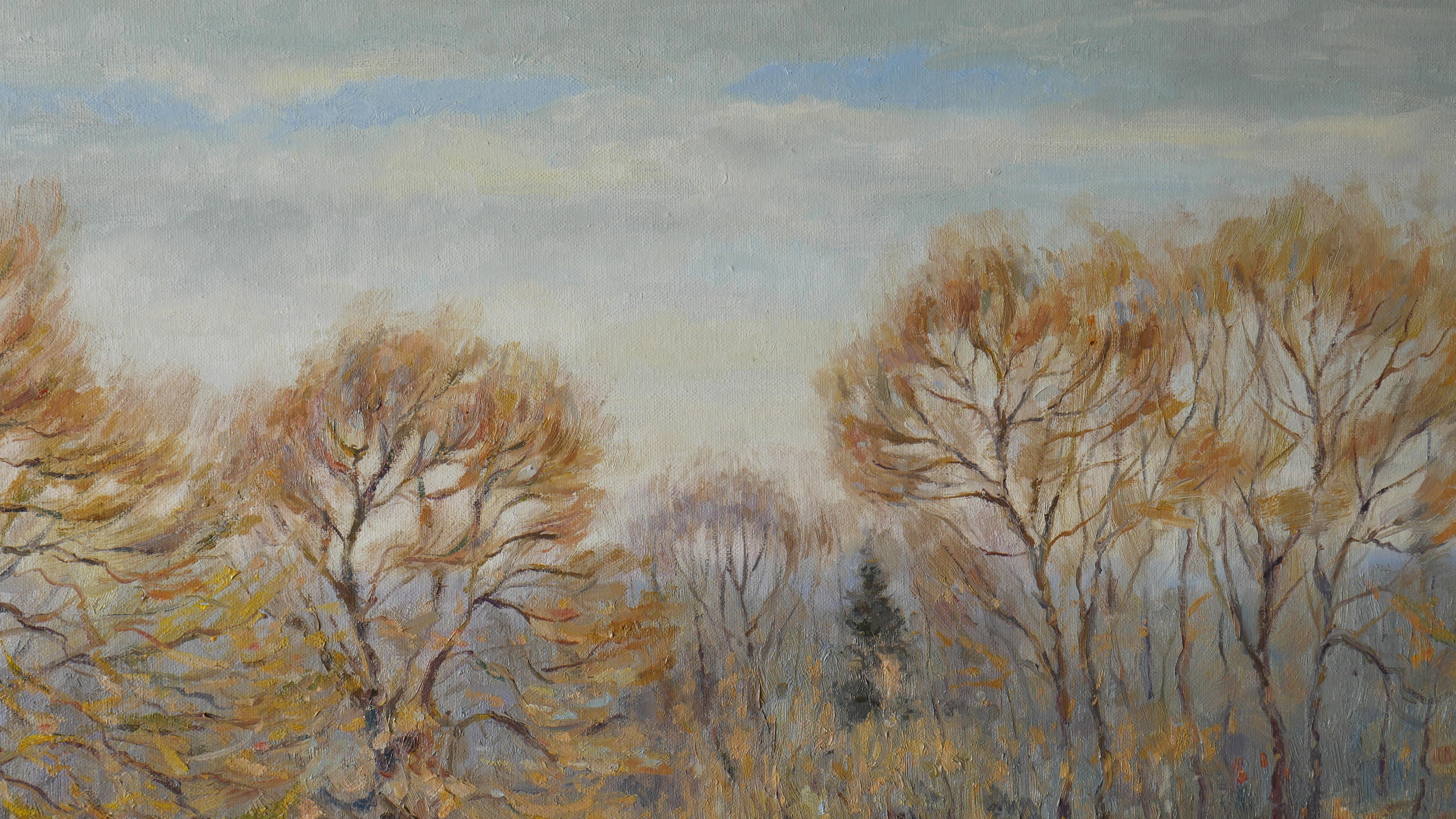 La luce della giornata di primavera - pittura di paesaggio fluviale in vendita 1