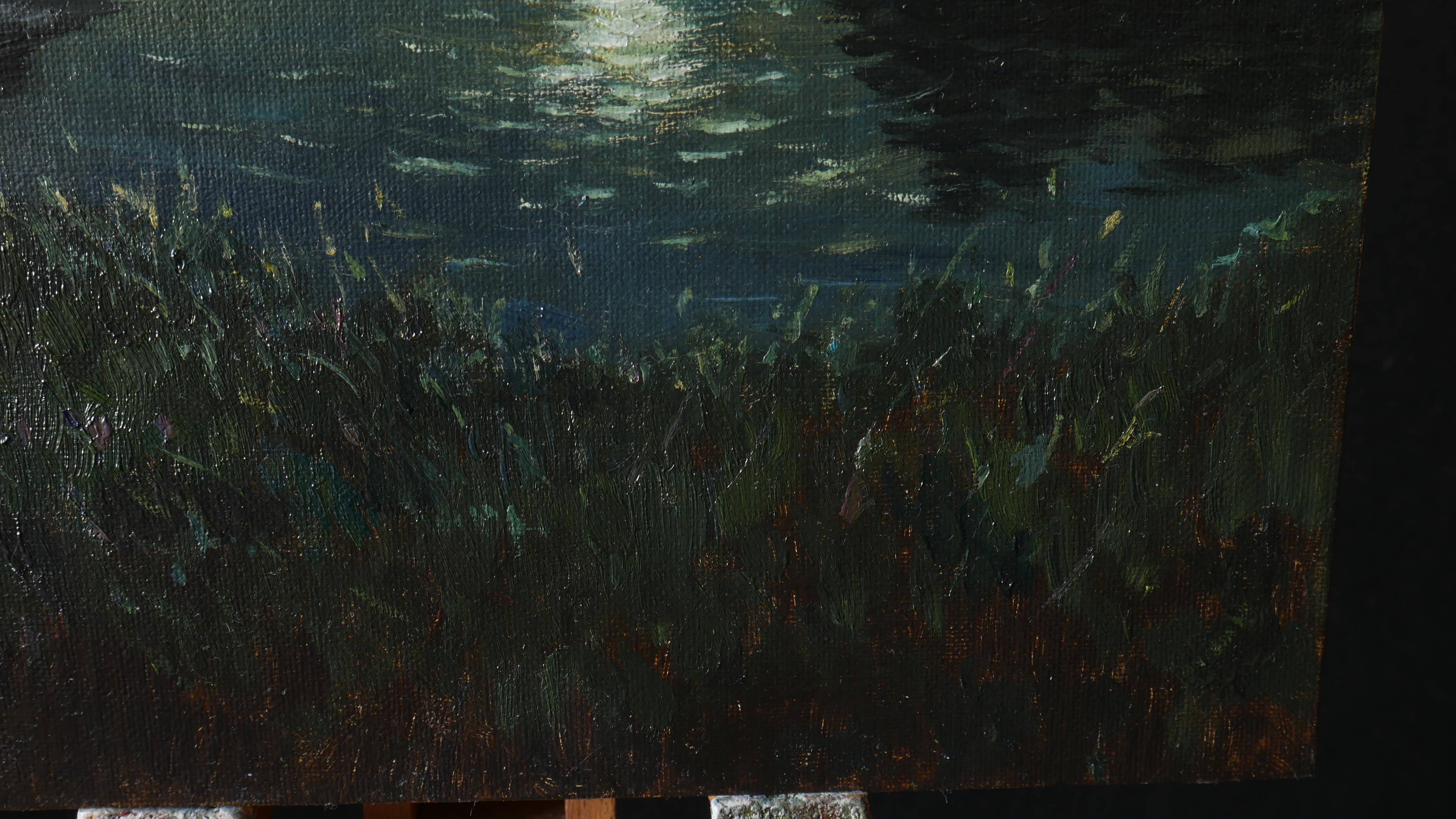 The Lunar Night - original summer landscape, painting For Sale 2