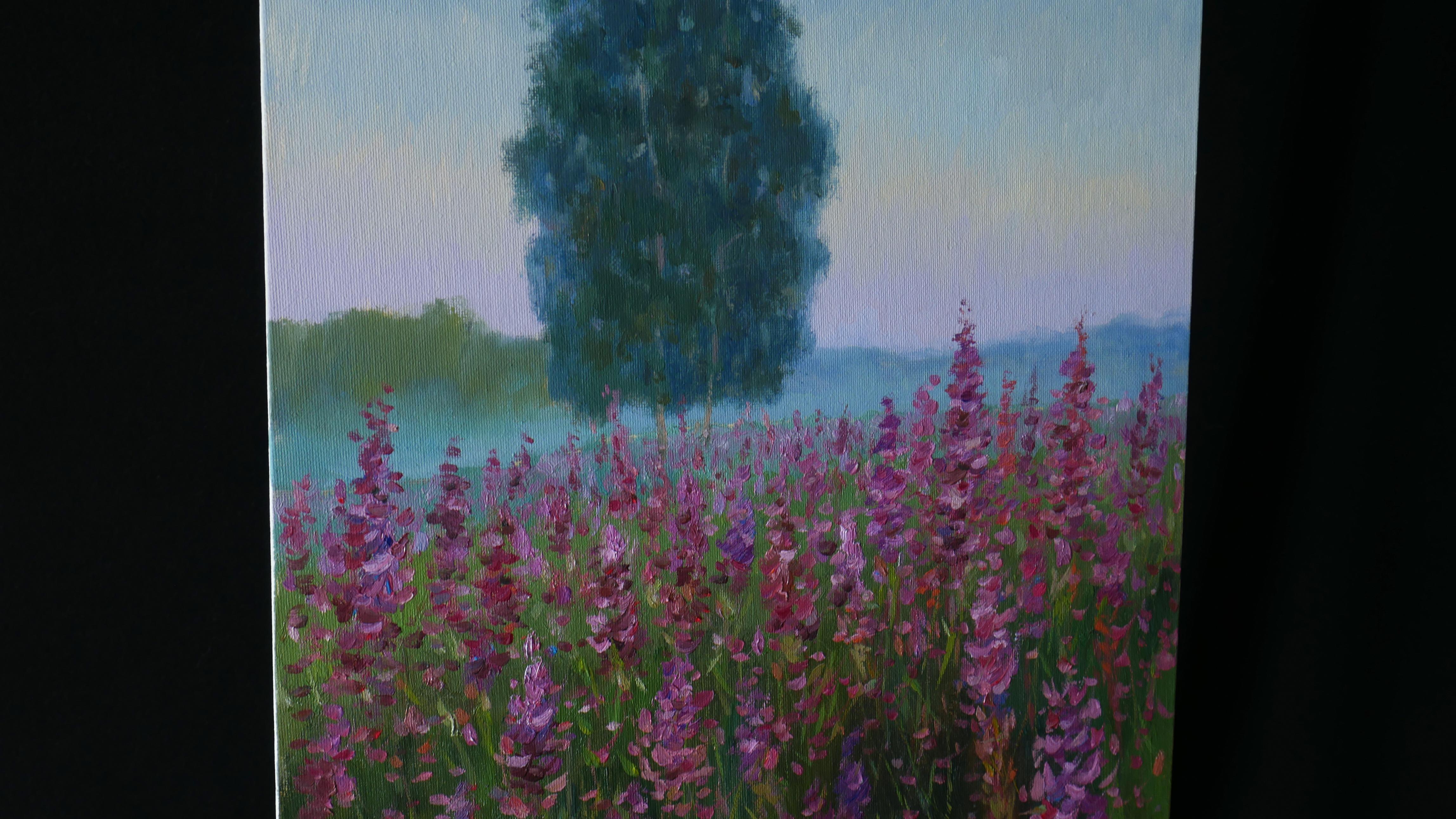 The Morning Over The Fireweed Field - summer landscape painting - Impressionist Painting by Nikolay Dmitriev