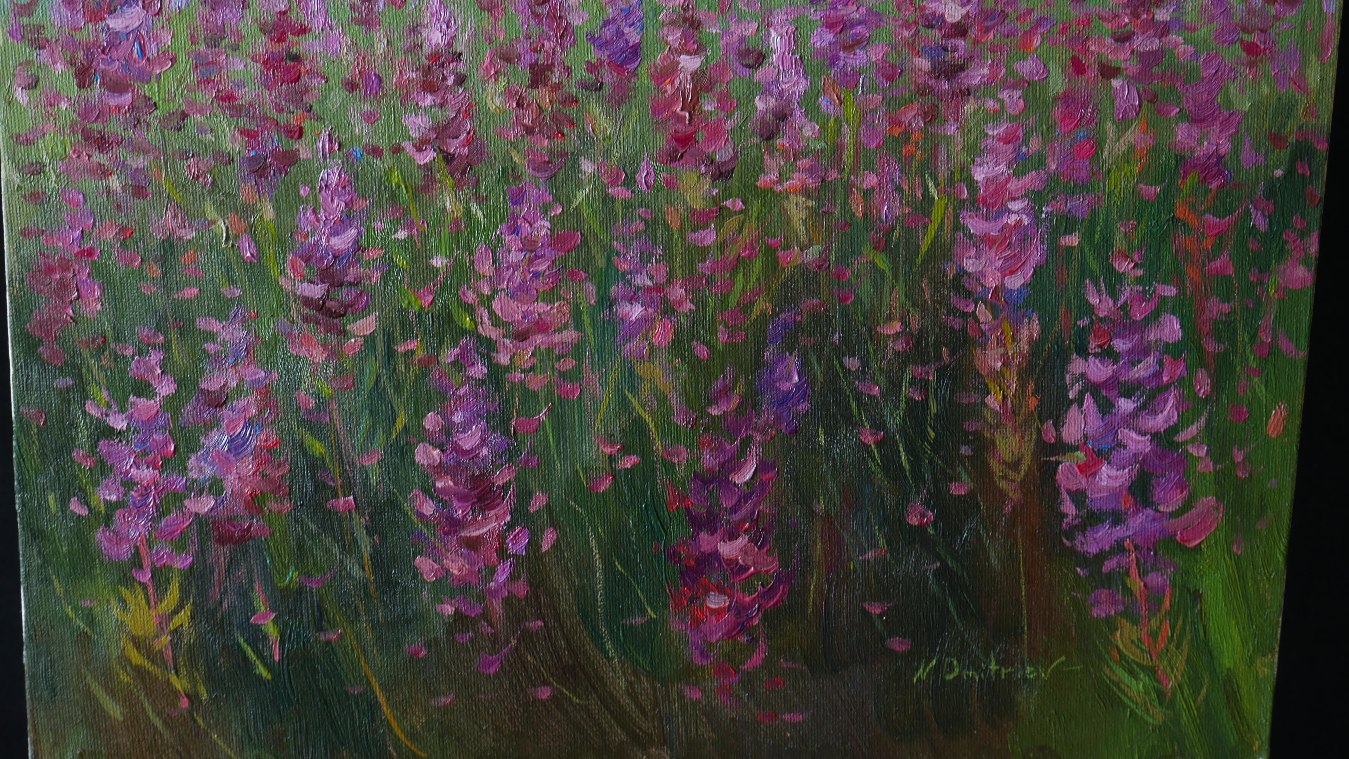 The Morning Over The Fireweed Field - summer landscape painting For Sale 2
