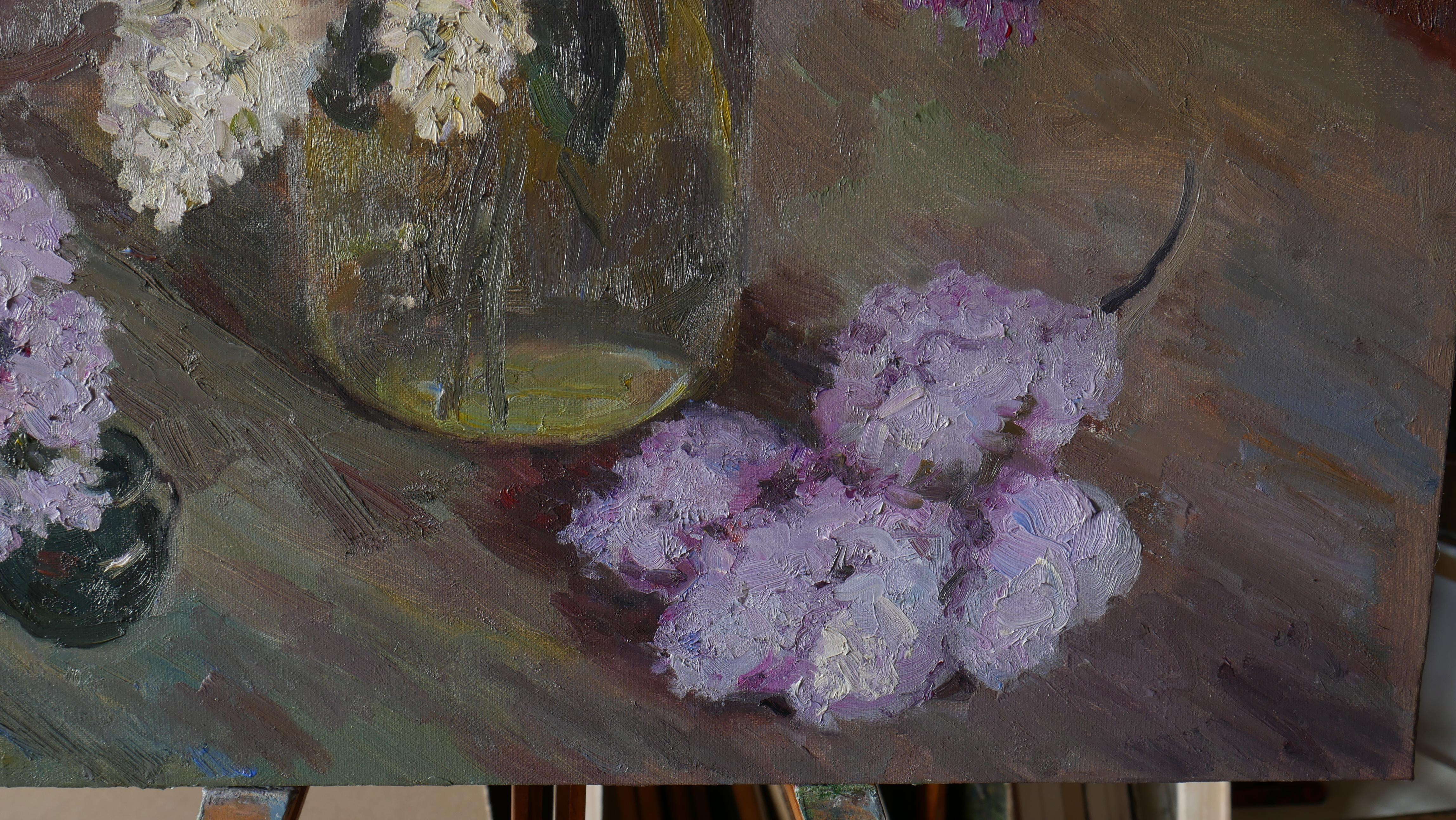 The Night Bouquet Of Lilacs - lilacs still life painting For Sale 6