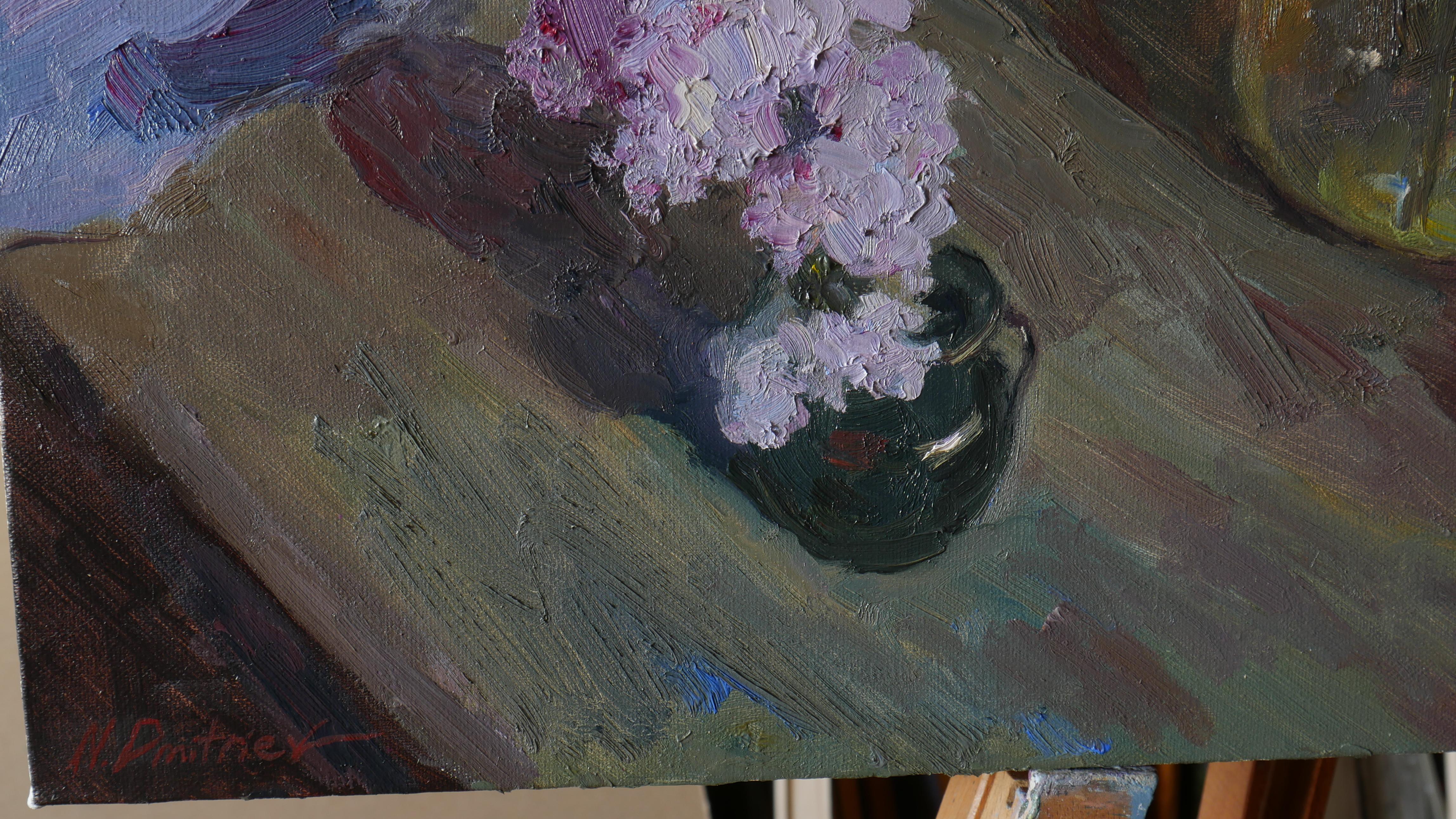 The Night Bouquet Of Lilacs - lilacs still life painting For Sale 6