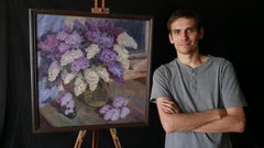 The Night Bouquet Of Lilacs - lilacs still life painting