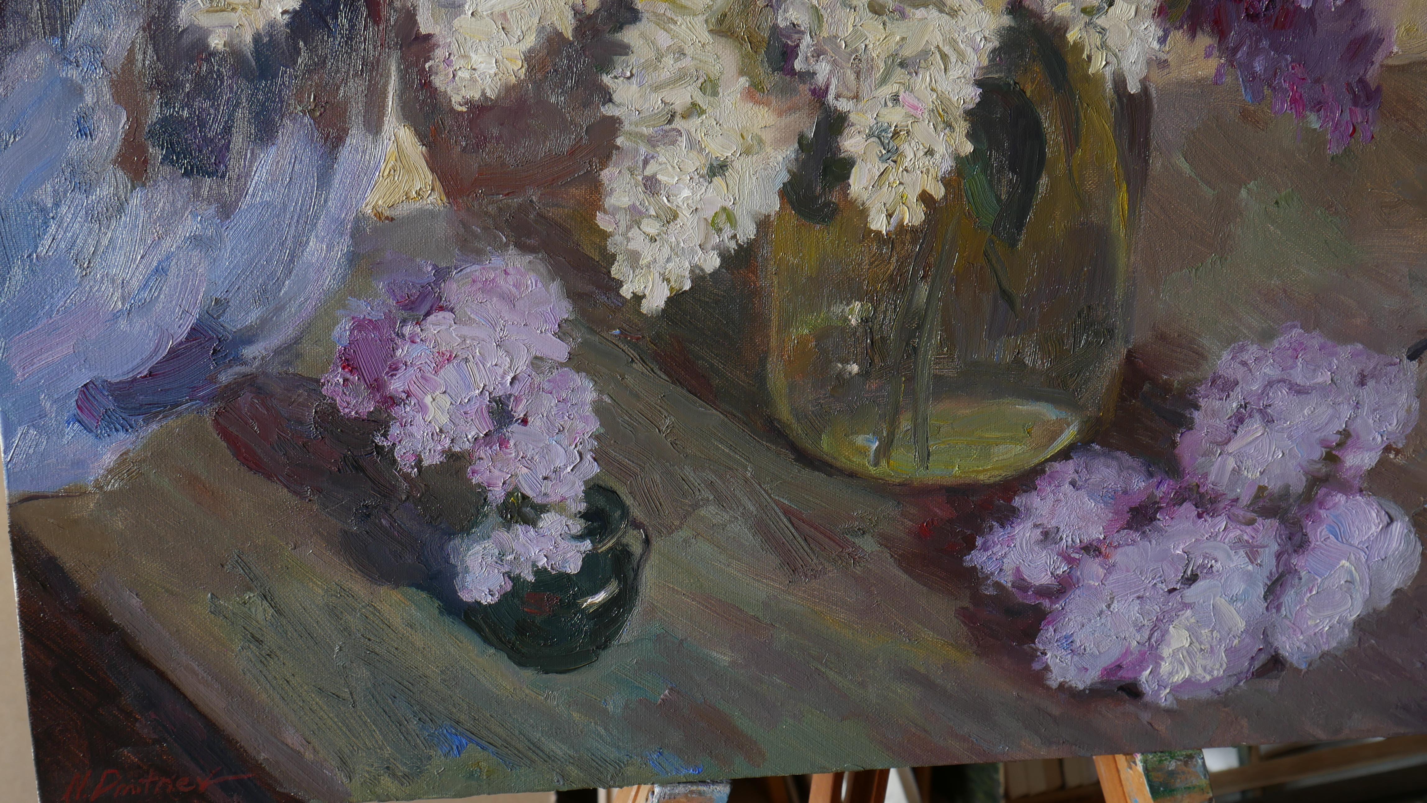 The Night Bouquet Of Lilacs - lilacs still life painting For Sale 5