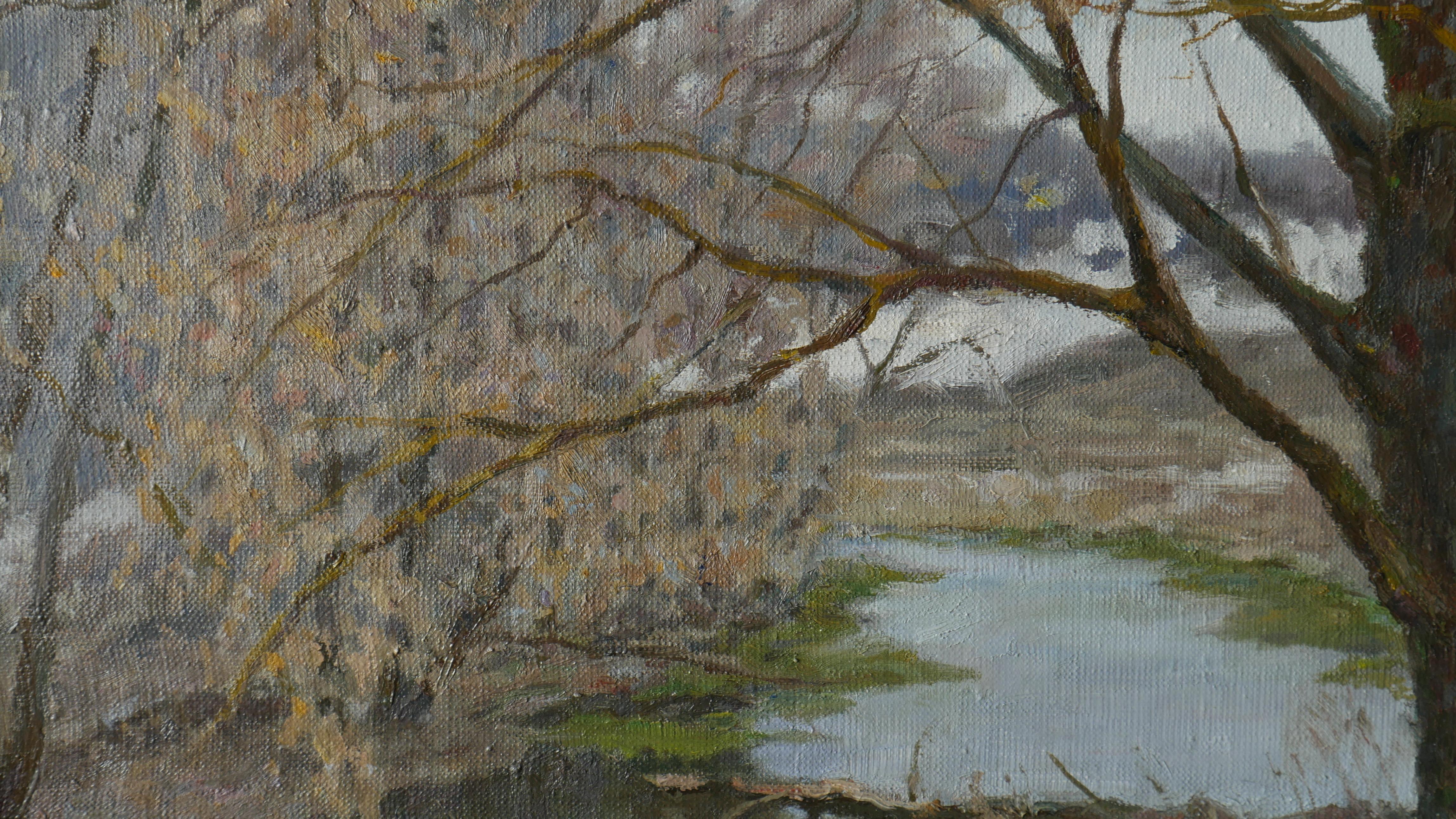 The Old Willow - river landscape painting For Sale 1