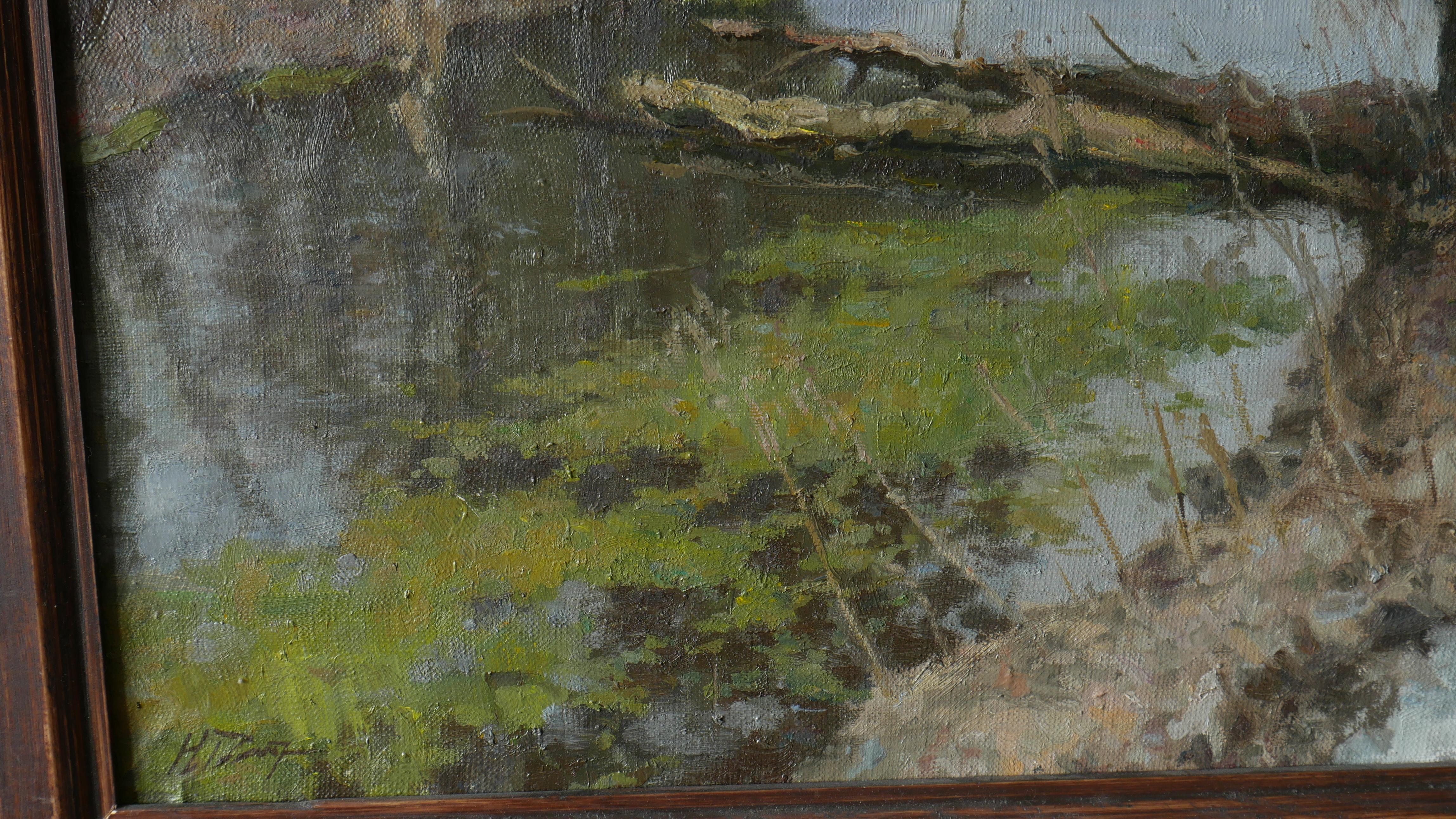 The Old Willow - river landscape painting For Sale 4