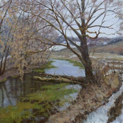 Le vieux saule - peinture de paysage fluvial