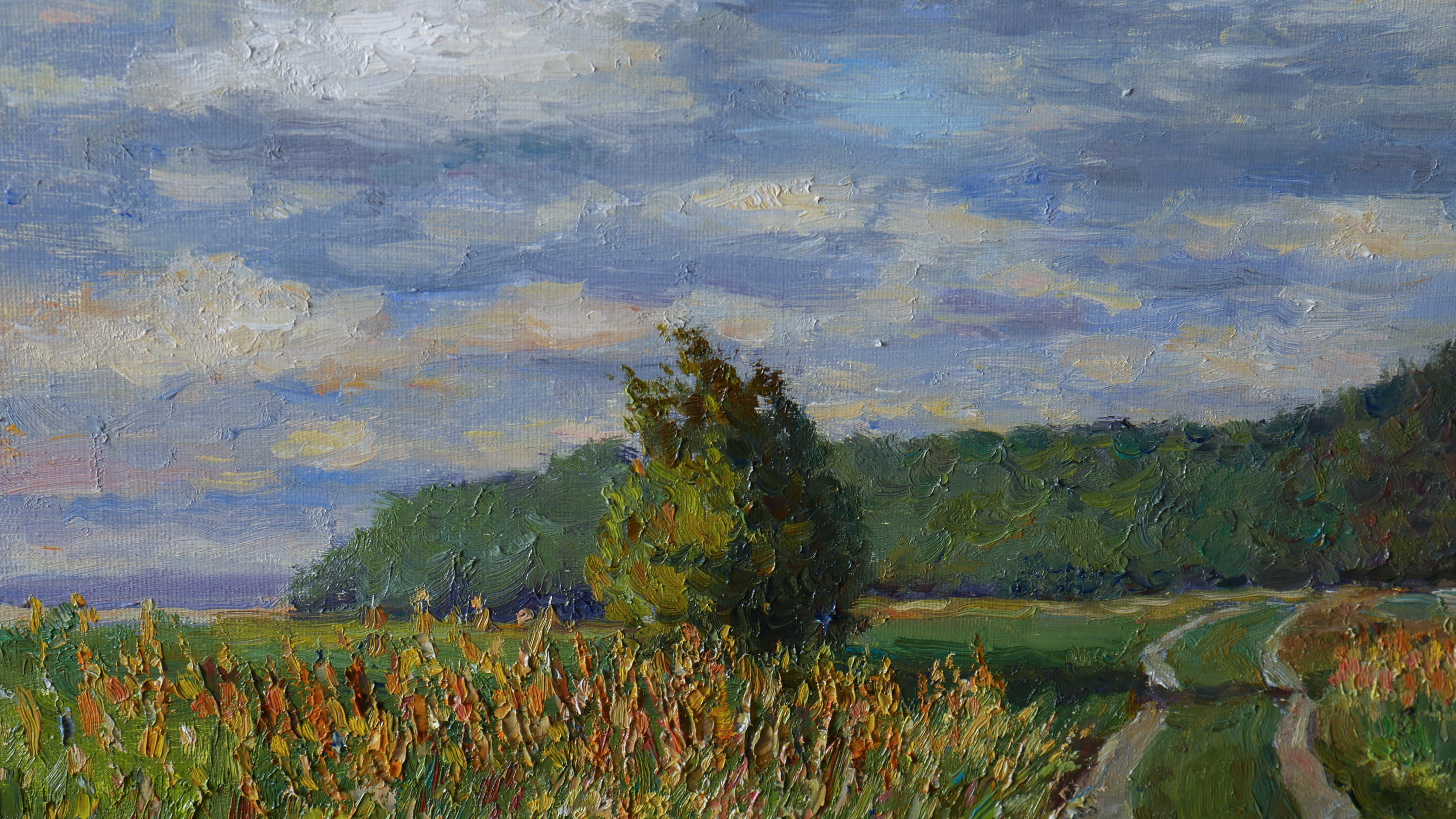 Die sonnige impressionistische Pleinairmalerei.

Das Bild ist von der Autorin und original. Es ist auf der Vorderseite signiert und auch auf der Rückseite betitelt und signiert. Das Gemälde wird mit einem Echtheitszertifikat