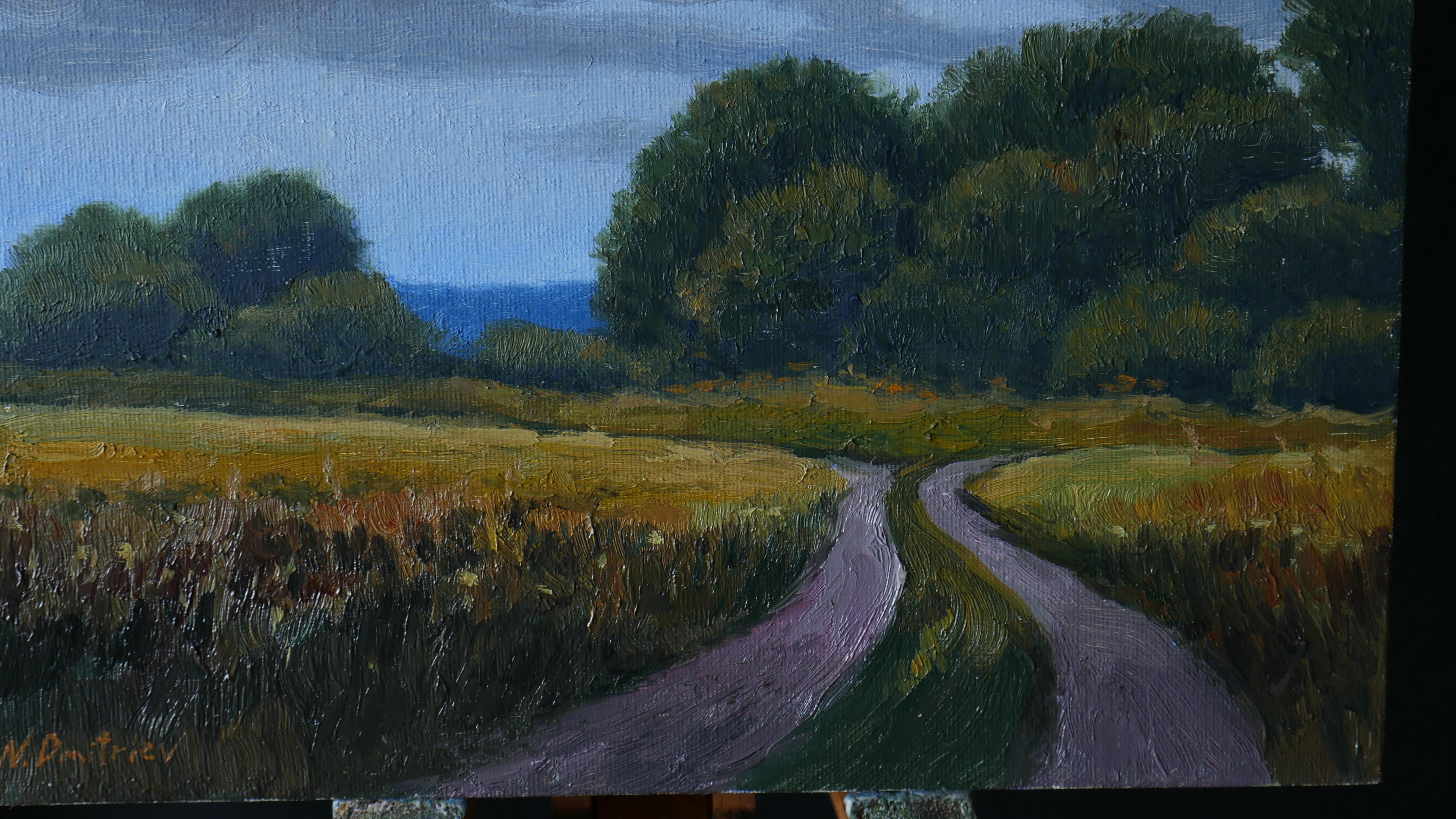 The Path Under The Moon - landscape, painting For Sale 1