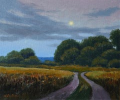 Il sentiero sotto la luna - paesaggio, pittura