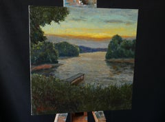 The Quiet Bank - original summer landscape, painting by Nikolay Dmitriev