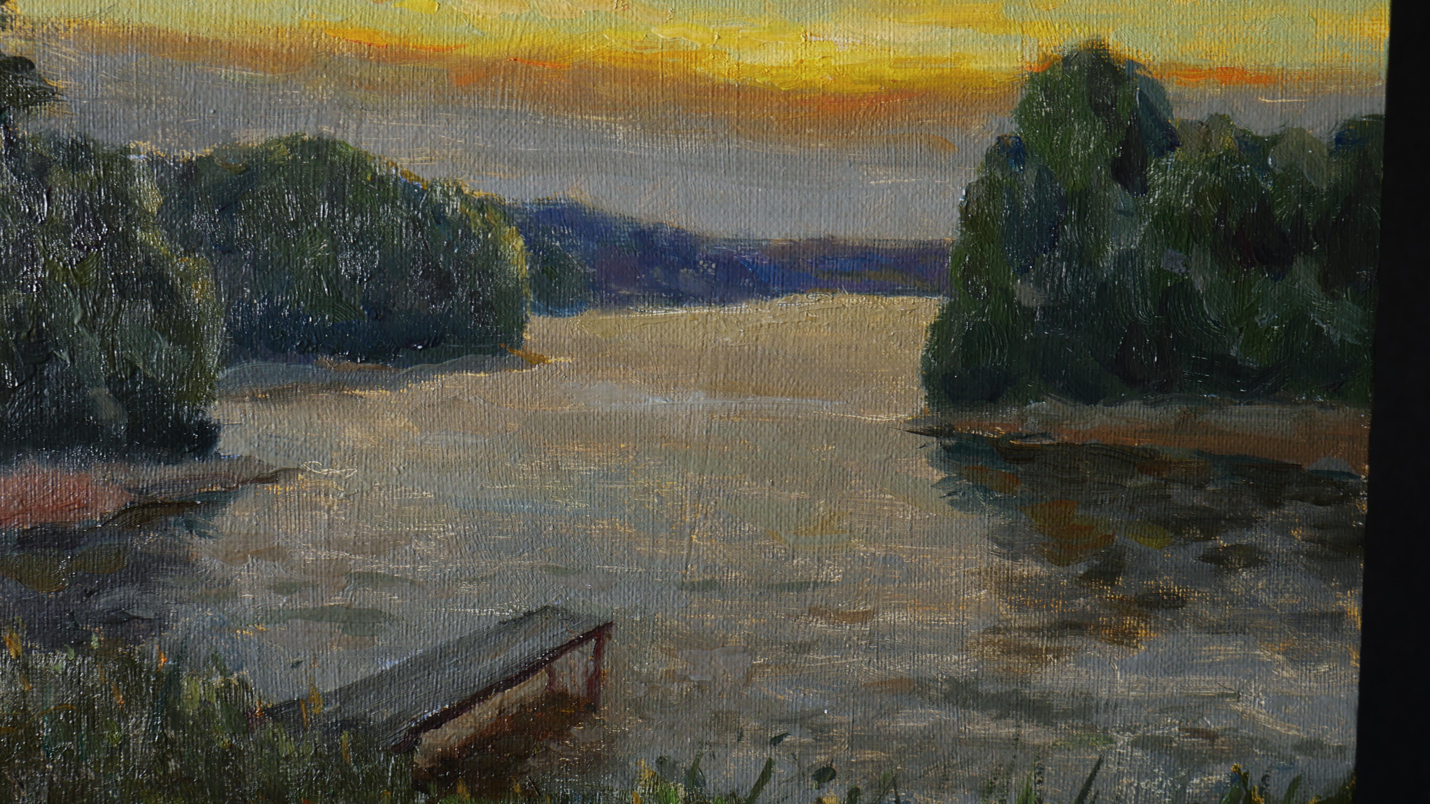 The Quiet Bank - original summer landscape, painting For Sale 1