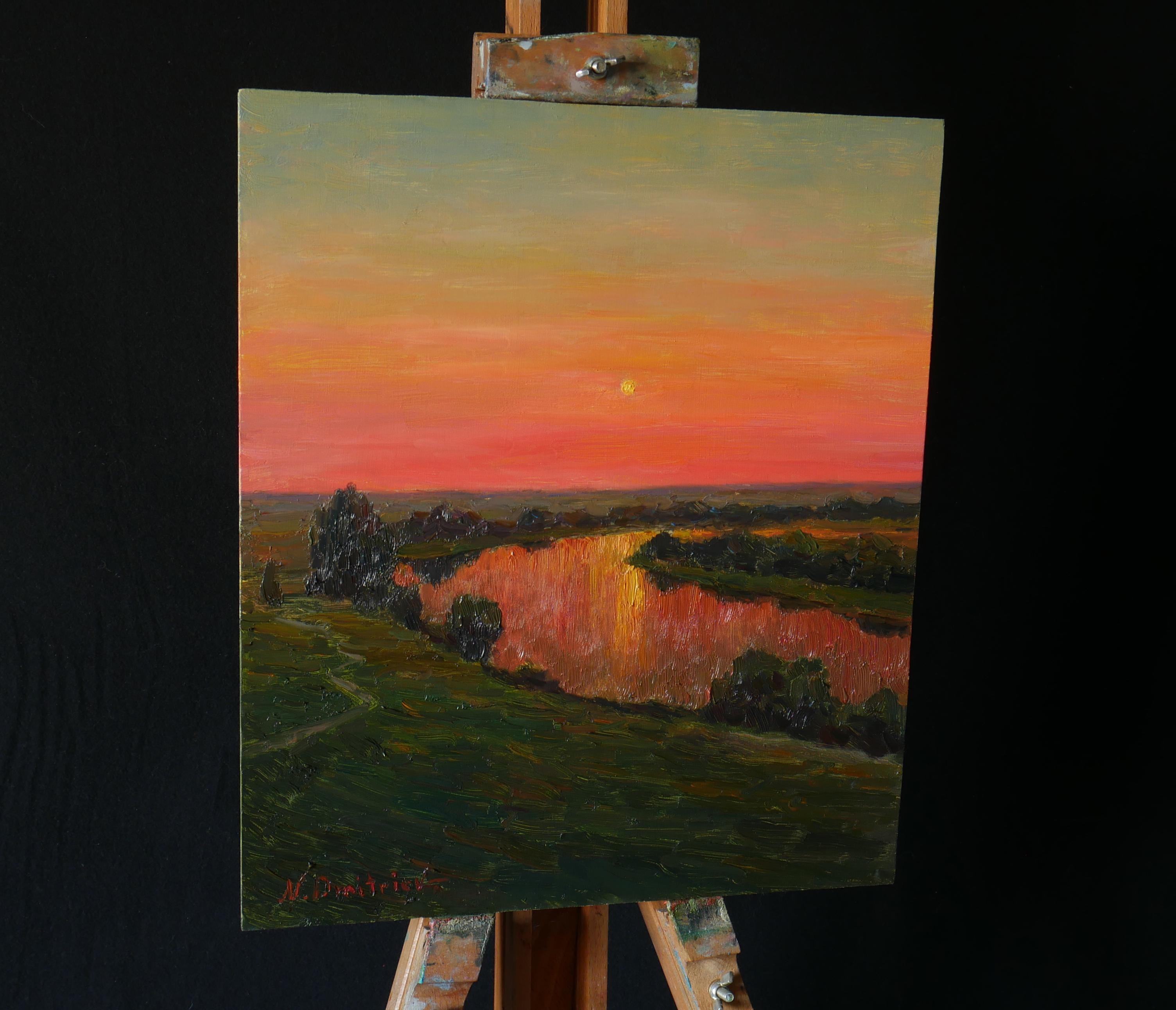 The Setting Sun - sunset painting - Painting by Nikolay Dmitriev