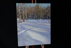 The Snowy Sunny Path - peinture de paysage d'hiver
