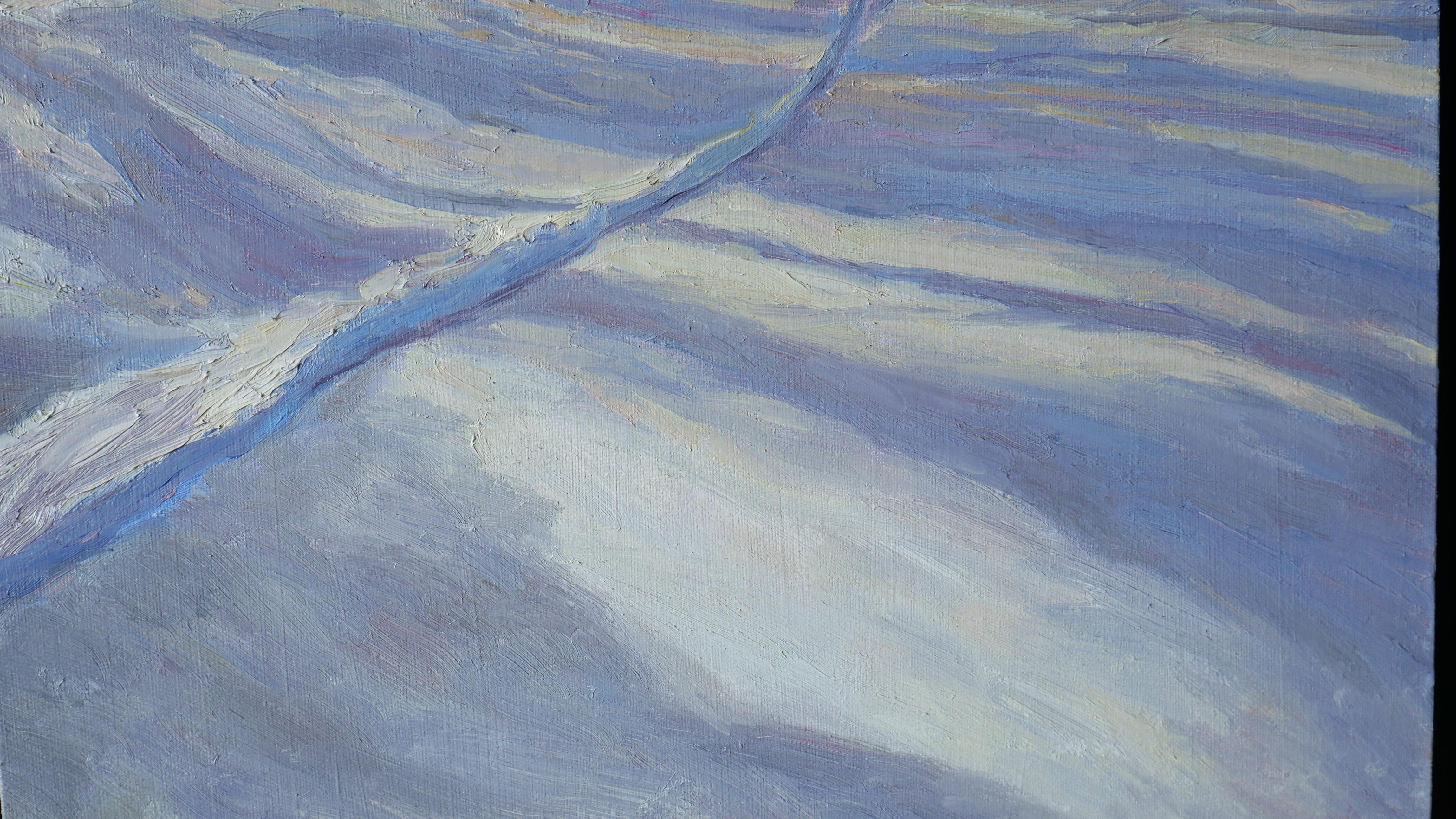 The Snowy Sunny Path - winter landscape painting For Sale 1