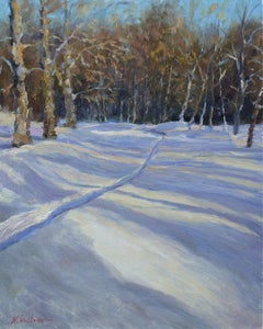 The Snowy Sunny Path - winter landscape painting