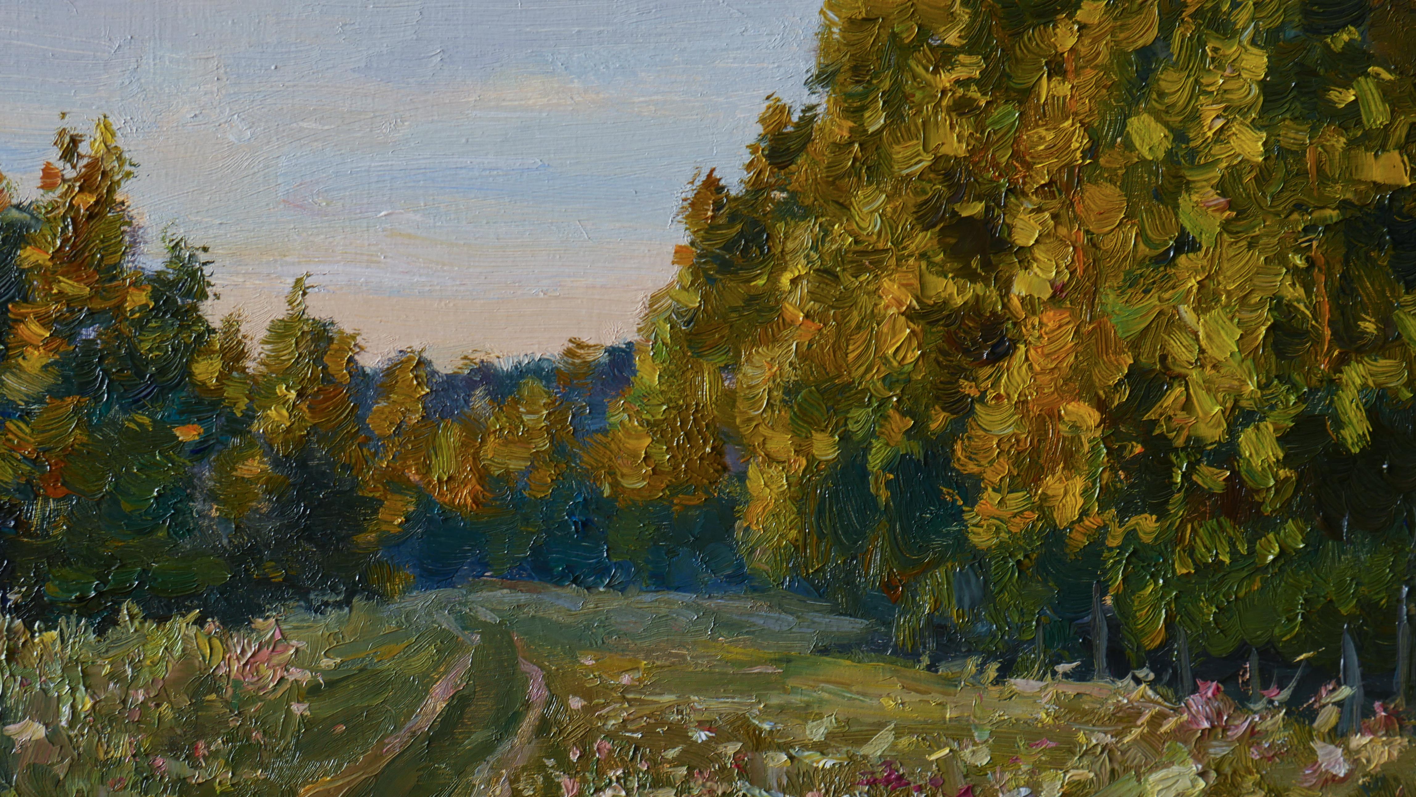 La sera d'estate. Pittura ad olio - Landscape Painting Marrone di Nikolay Dmitriev
