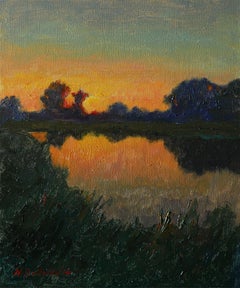 The Summer Sun - paysage ensoleillé original, peinture