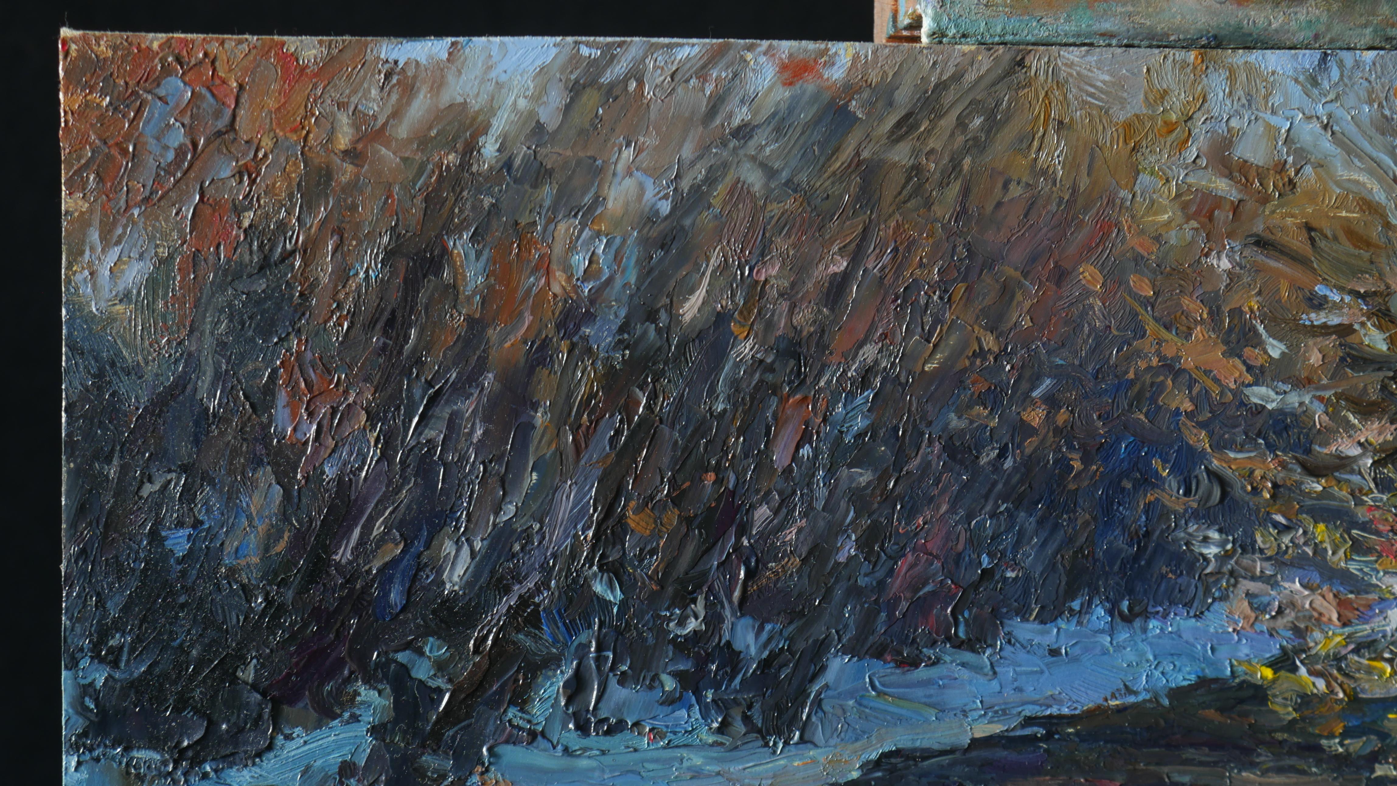 El soleado día de febrero - pintura de paisaje invernal en venta 1
